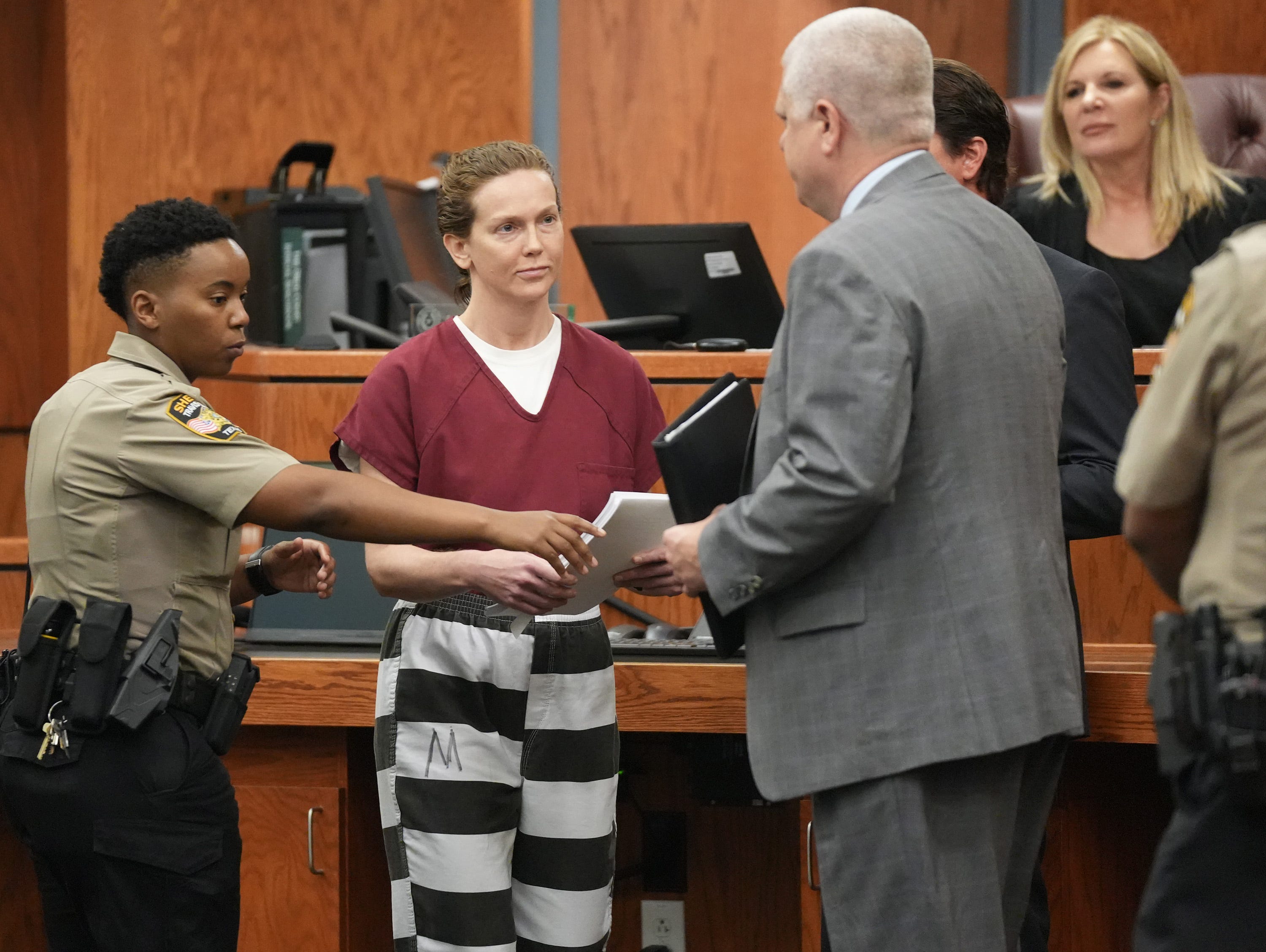 Kaitlin Armstrong makes a pre-trial appearance at the Blackwell-Thurman Criminal Justice Center on Thursday April 20, 2023.  Armstrong has been charged in the murder of star cyclist Moriah Wilson.