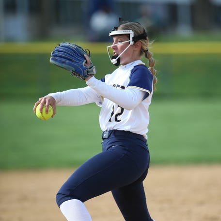 Highland's Alexa Pavese readies to deliver a pitch against Spackenkill during an April 19, 2023 softball game.
