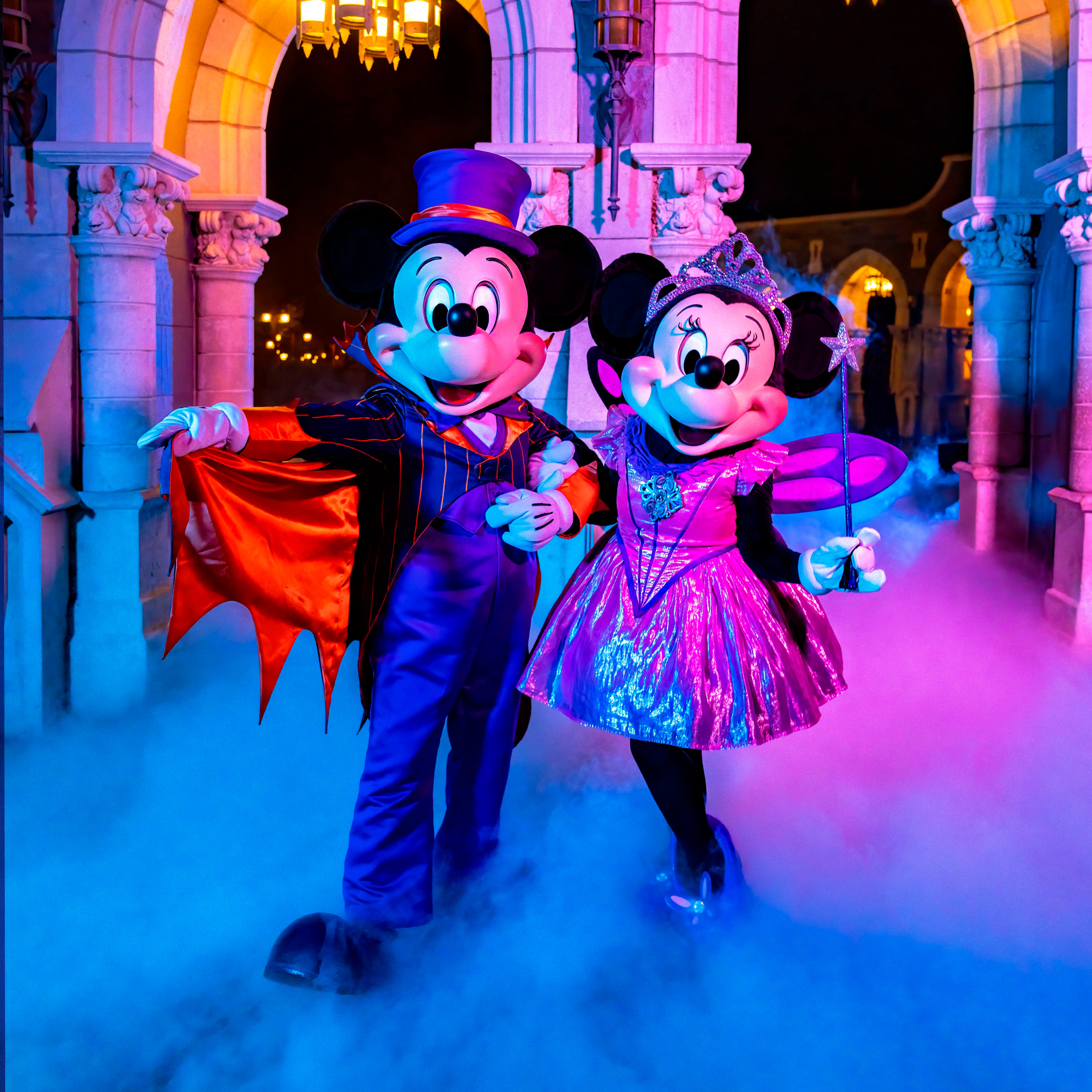 Mickey Mouse and Minnie Mouse are among the characters who dress up in costume for Mickey's Not-So-Scary Halloween Party,