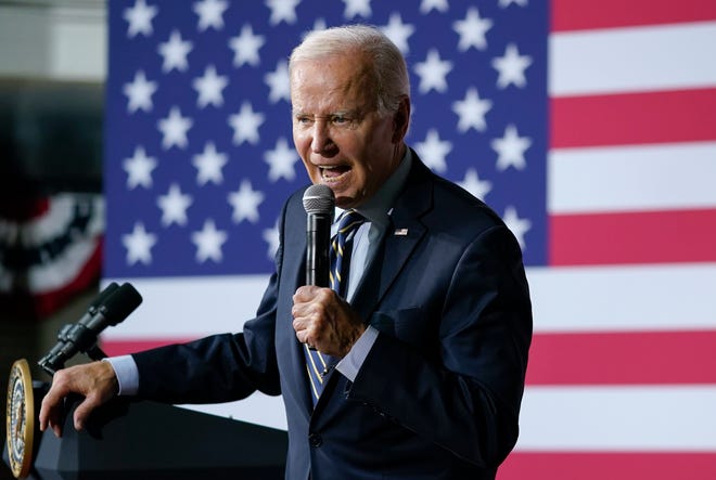 President Joe Biden speaks about his economic agenda at a training facility of the International Operating Engineers Local 77 in Accokeek, Md., Wednesday, April 19, 2023.