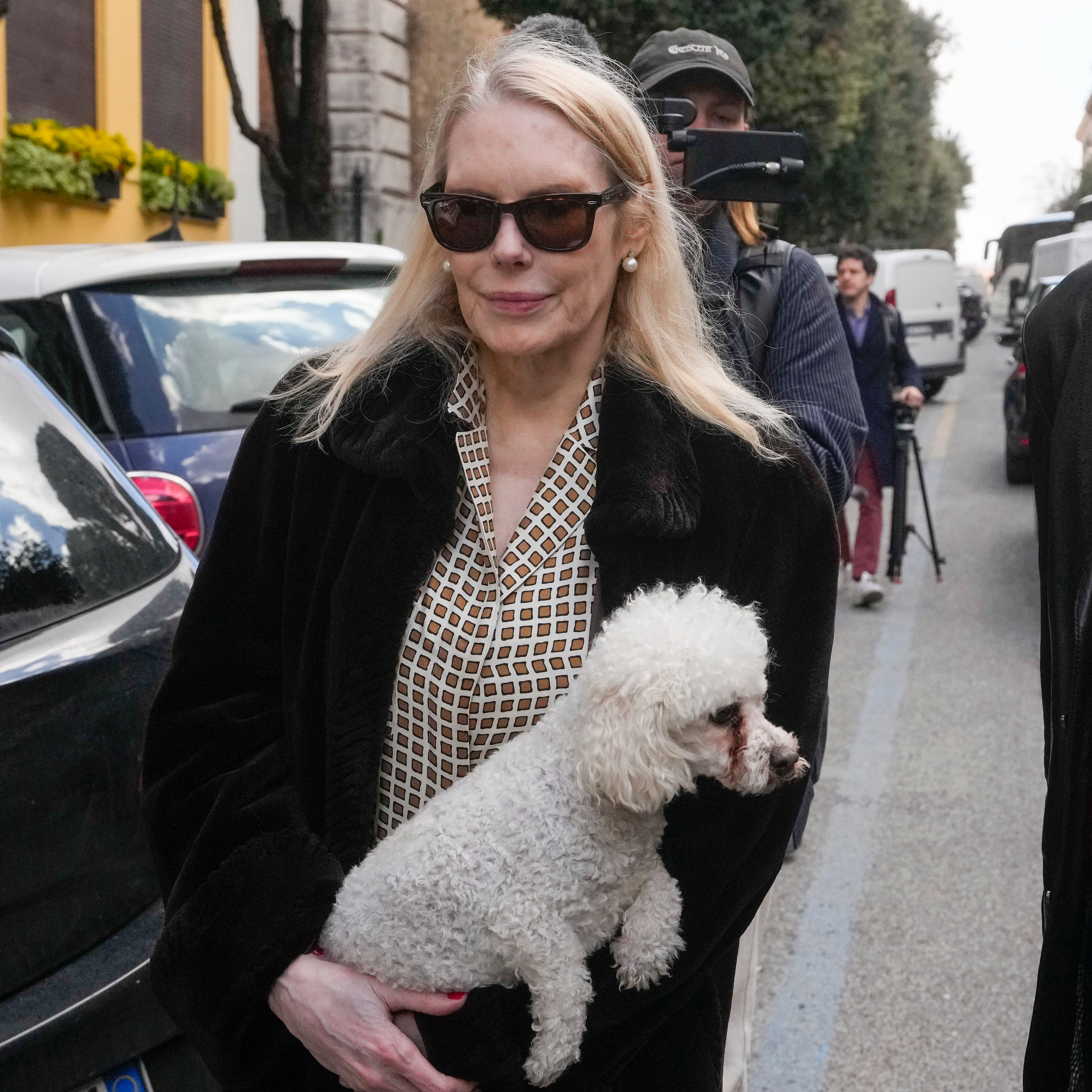 Texas-born Princess Rita Boncompagni Ludovisi, born Rita Jenrette Carpenter and last wife of late Prince Nicolo Boncompagni Ludovisi, leaves her residence, The Casino dell'Aurora, also known as Villa Ludovisi, during the execution of an eviction order, in Rome, Thursday, April 20, 2023. The villa contains the only known ceiling painted by Caravaggio and Princess Ludovisi is facing a court-ordered eviction Thursday, in the latest chapter in an inheritance dispute with the heirs of one of Rome's aristocratic families. (AP   Photo/Andrew Medichini)