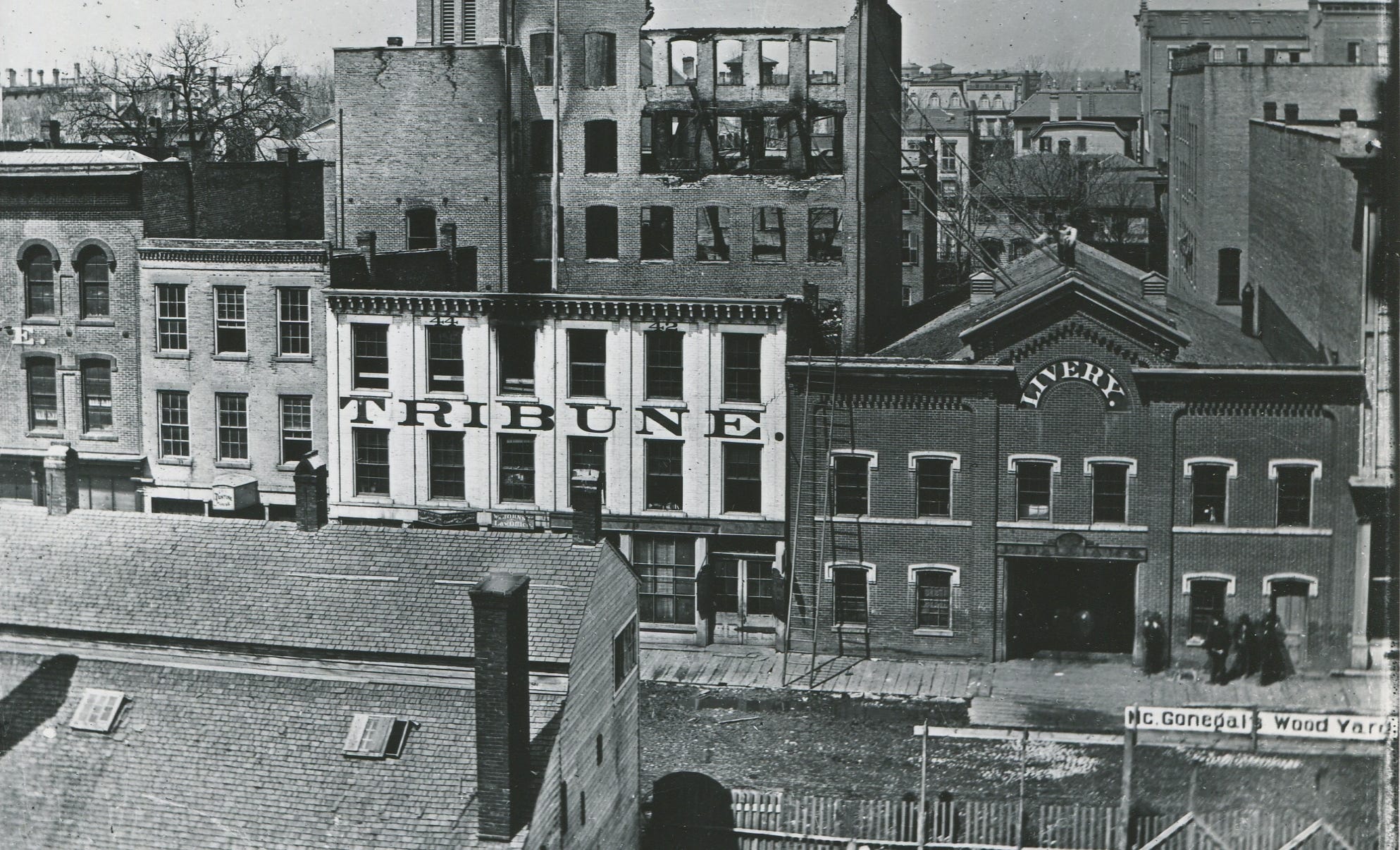 The former Detroit Tribune building is seen on Larned Street in this undated photo from the early 1900s.