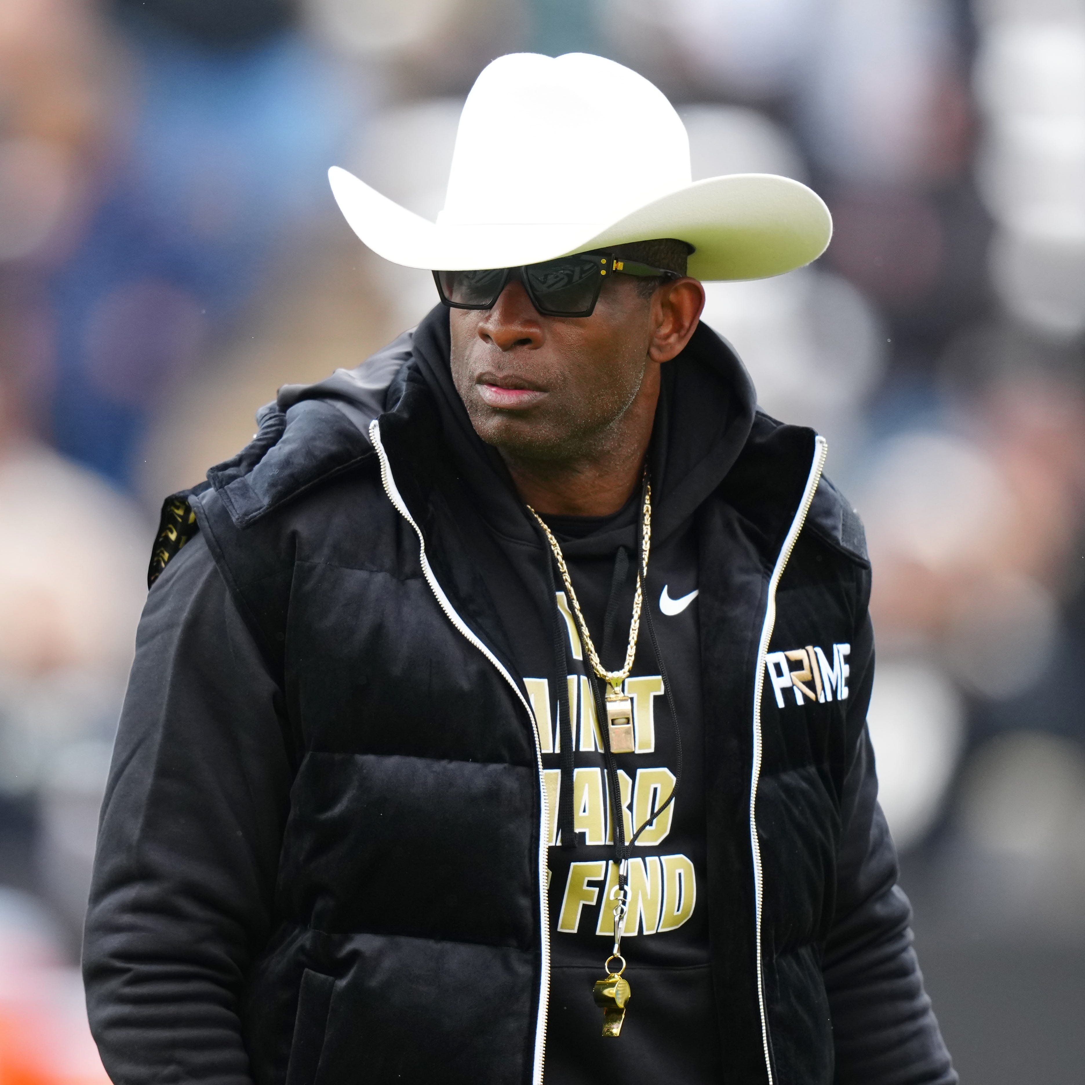 Colorado head coach Deion Sanders during the first half of the Buffaloes' spring game at Folsom Filed.