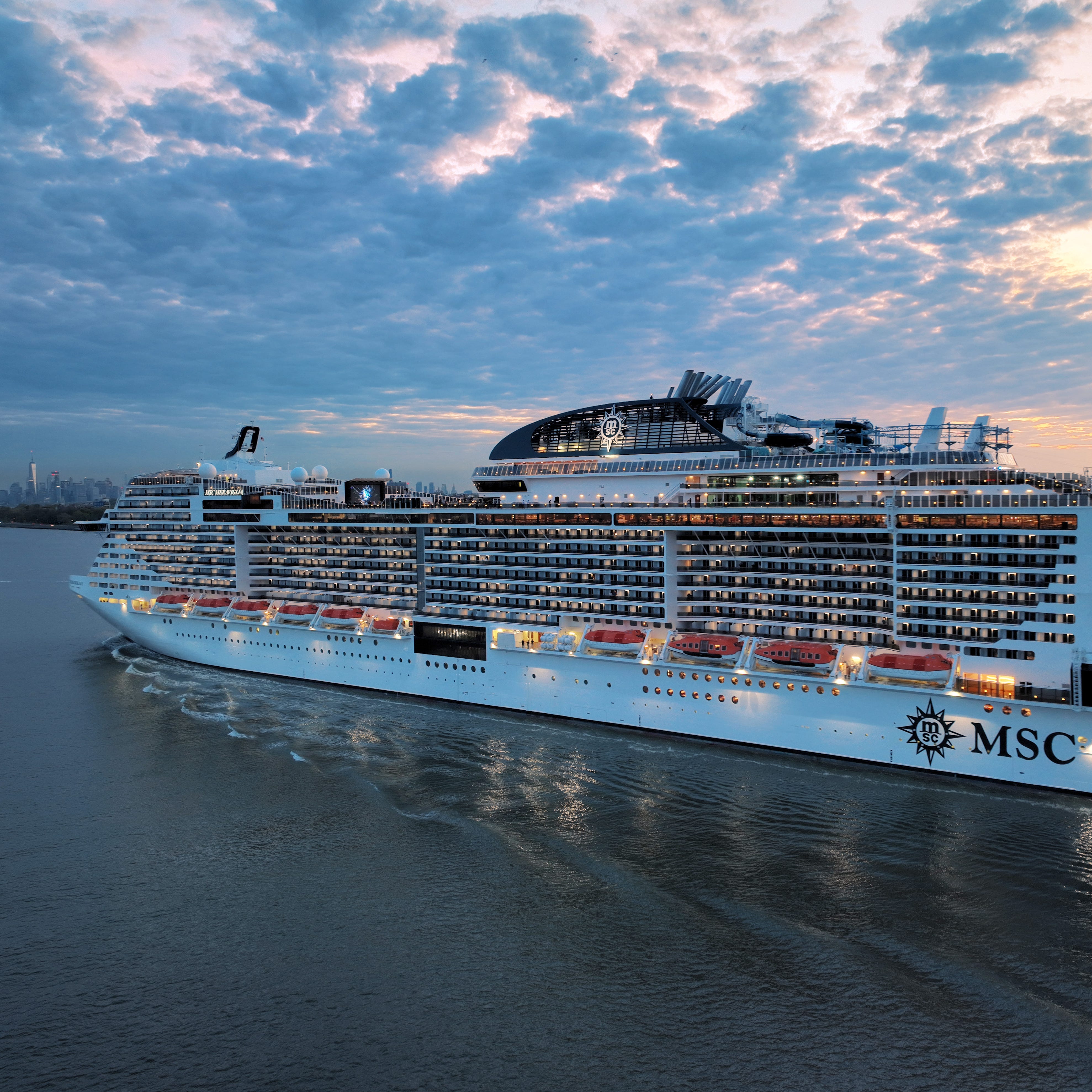 MSC Meraviglia enters New York Harbor.
