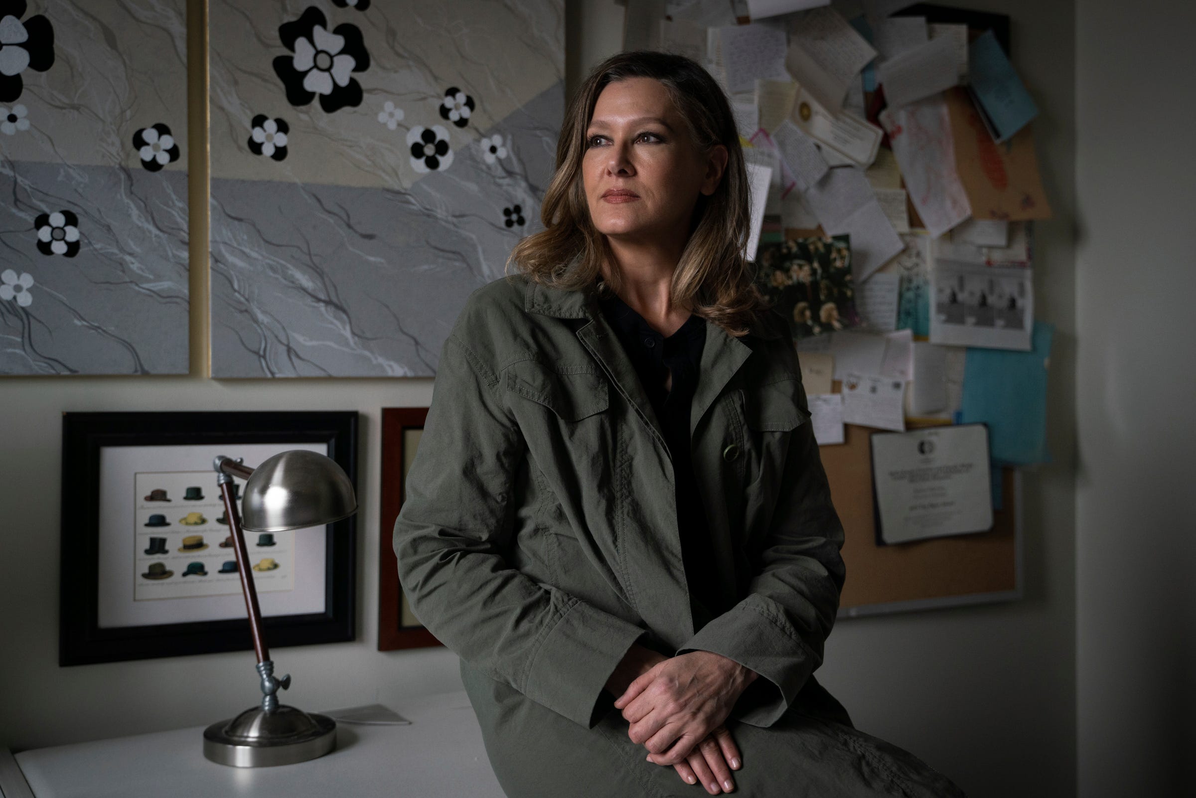 Kris Harrison, 53, a professor of media and psychology, sits inside her office at University of Michigan in Ann Arbor on Monday, April 3, 2023.