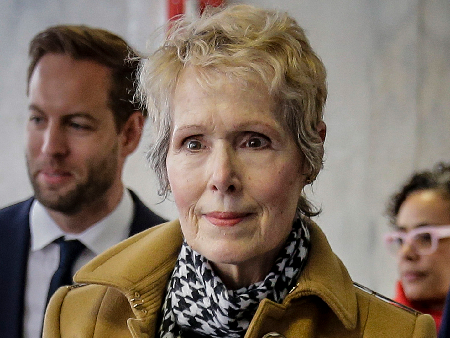 E. Jean Carroll enters courtroom in defamation lawsuit against Donald Trump