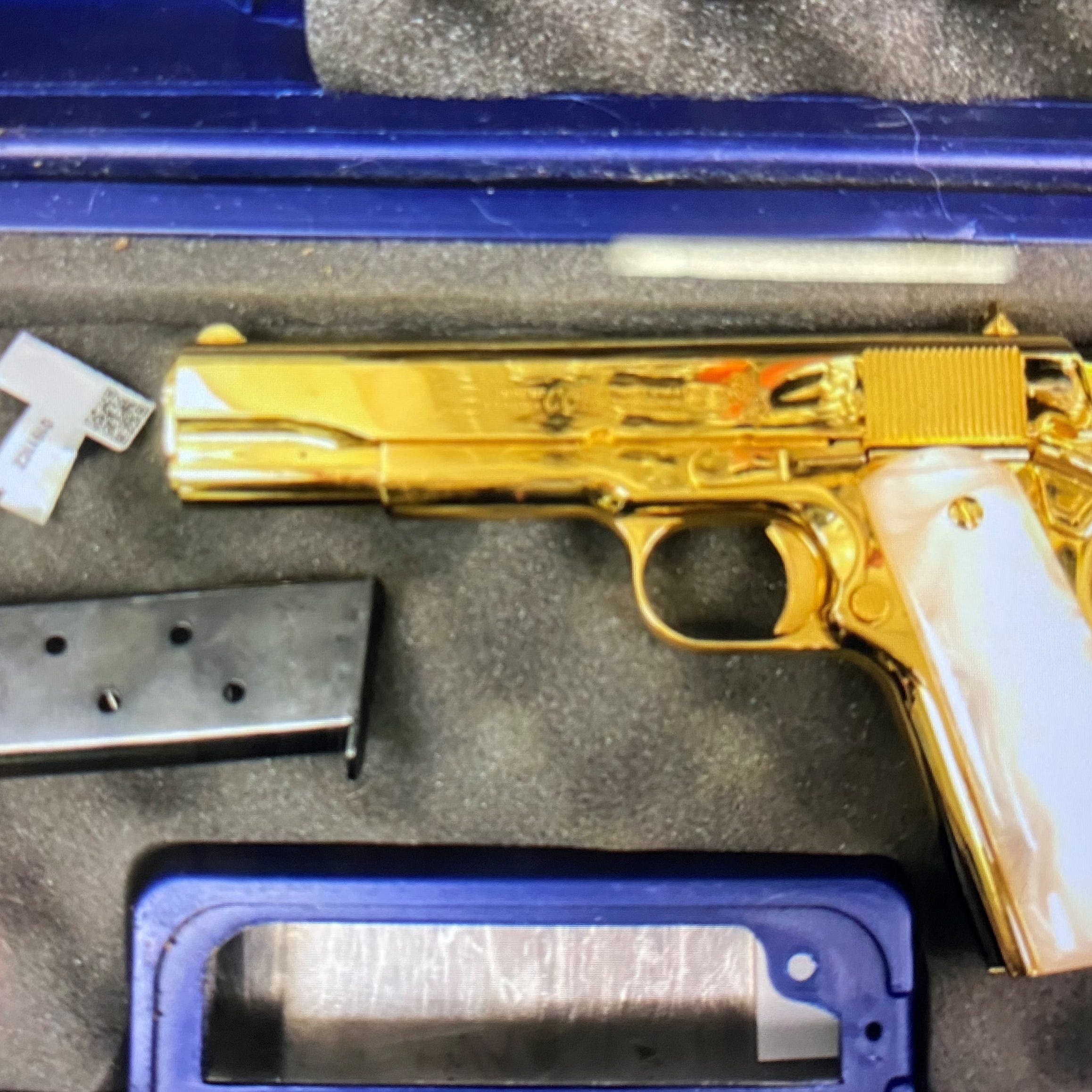 Australia Border Force officers arrested a a 28-year-old American in Sydney after she arrive on flight from Los Angeles with 24-carat gold-plated handgun packed in her luggage on April 24, 2023.