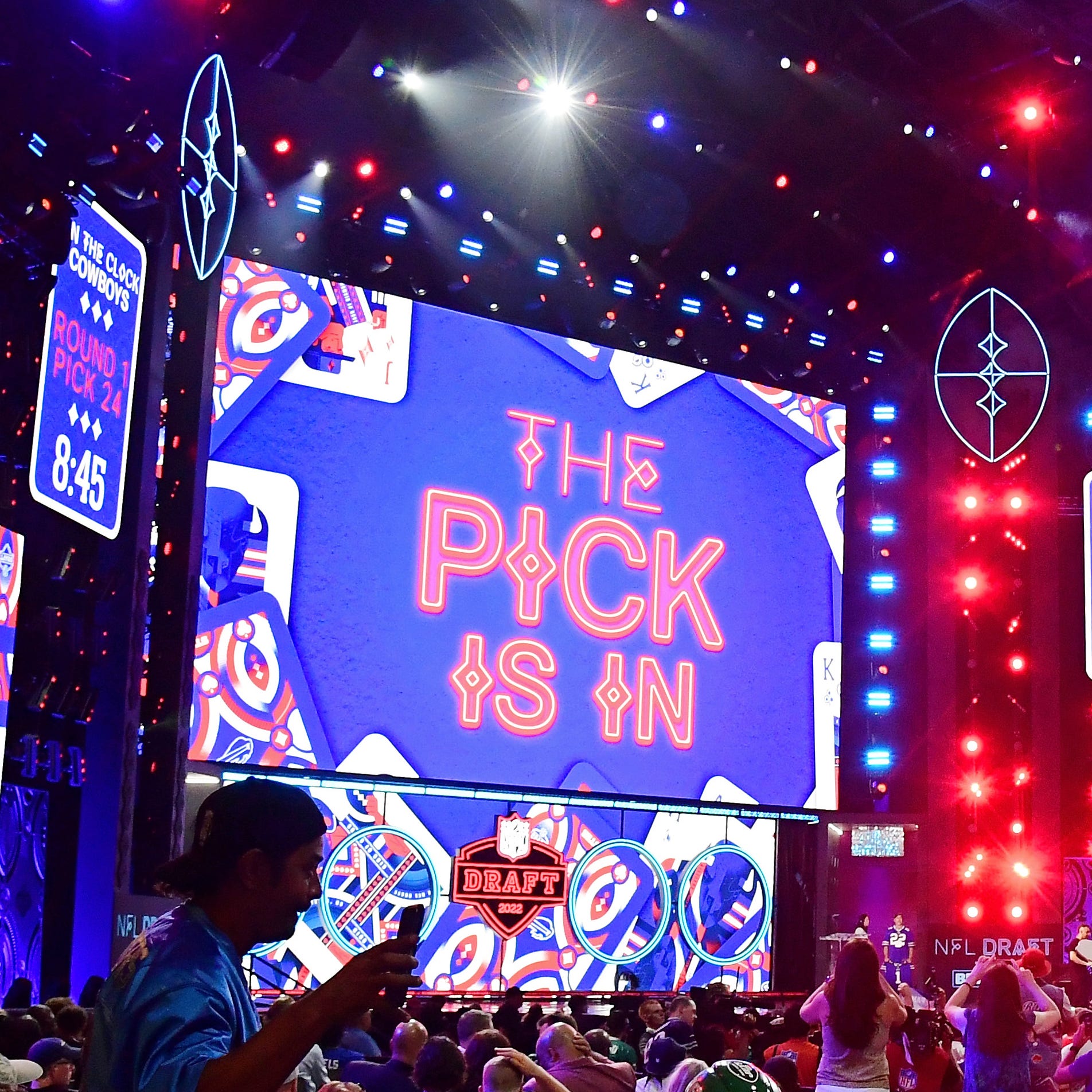 A general view during the first round of the 2022 NFL Draft at the NFL Draft Theater.