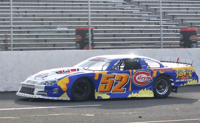 One Stop Auto Sales Pro Stock driver Nate Valente completes a lap during a practice session at Jennerstown Speedway, April 21, at Jennerstown Speedway.