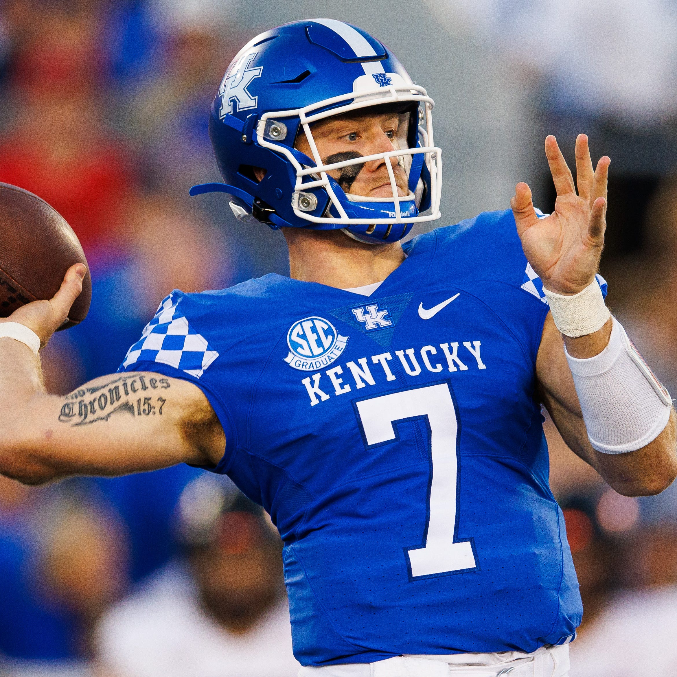 Kentucky Wildcats quarterback Will Levis (7) throws a pass during the first quarter against the Northern Illinois Huskies at Kroger Field.