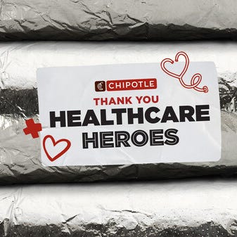 To celebrate National Nurses Week, Chipotle is recognizing the healthcare community by awarding 2,000 medical professionals with 'Burrito Care Packages' featuring 50 entrée codes for their team, equivalent to over $1 million in free Chipotle.