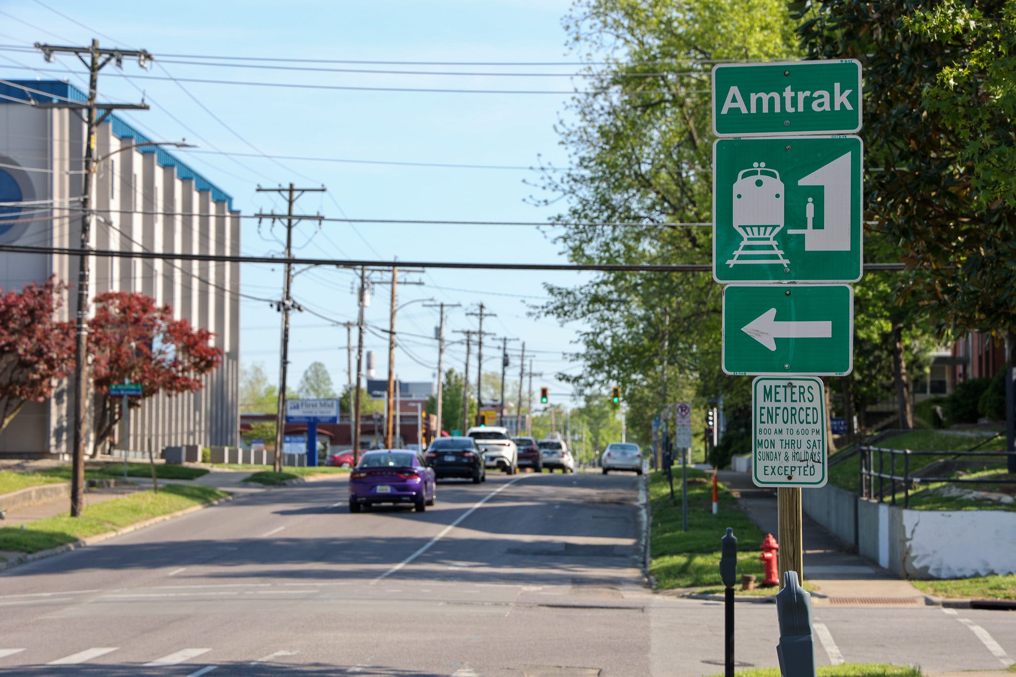 A city street in Carbondale, Illinois. April 2023.