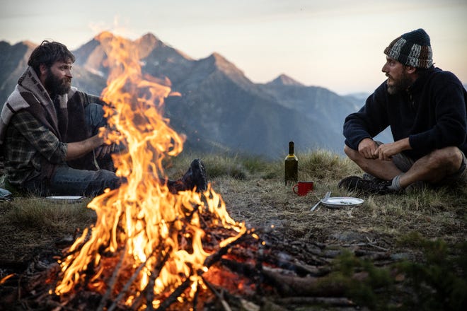 Bruno (Alessandro Borghi, left) and Pietro (Luca Marinelli) are childhood pals who rekindle their friendship building a house in the drama "The Eight Mountains."