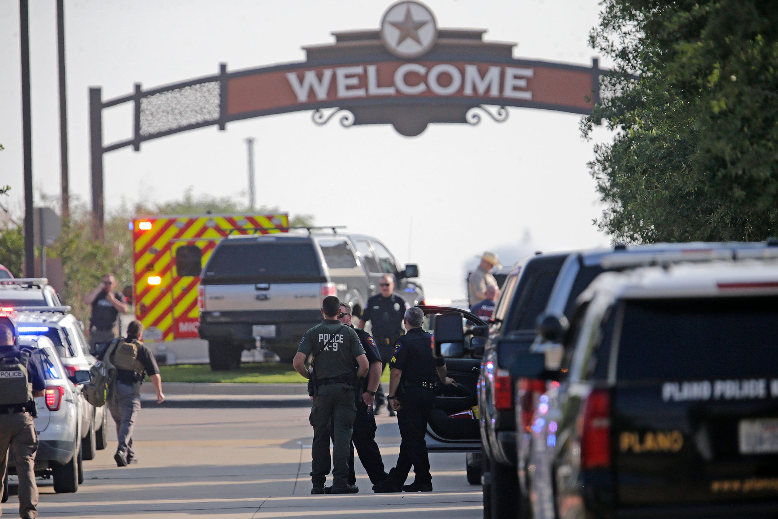 Emergency personnel work the scene of a shooting at Allen Premium Outlets on May 6, 2023 in Allen, Texas. According to reports, a shooter opened fire at the outlet mall, injuring nine people who were taken to local hospitals. The police have confirmed there were fatalities but have not specified how many. The unidentified shooter was neutralized by an Allen Police officer responding to an unrelated call.