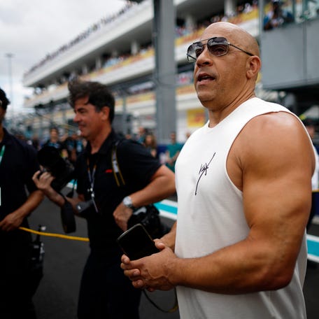 MIAMI, FLORIDA - MAY 07: Vin Diesel looks on from the grid prior to the F1 Grand Prix of Miami at Miami International Autodrome on May 07, 2023 in Miami, Florida. (Photo by Chris Graythen/Getty Images) ORG XMIT: 775945071 ORIG FILE ID: 1488224881