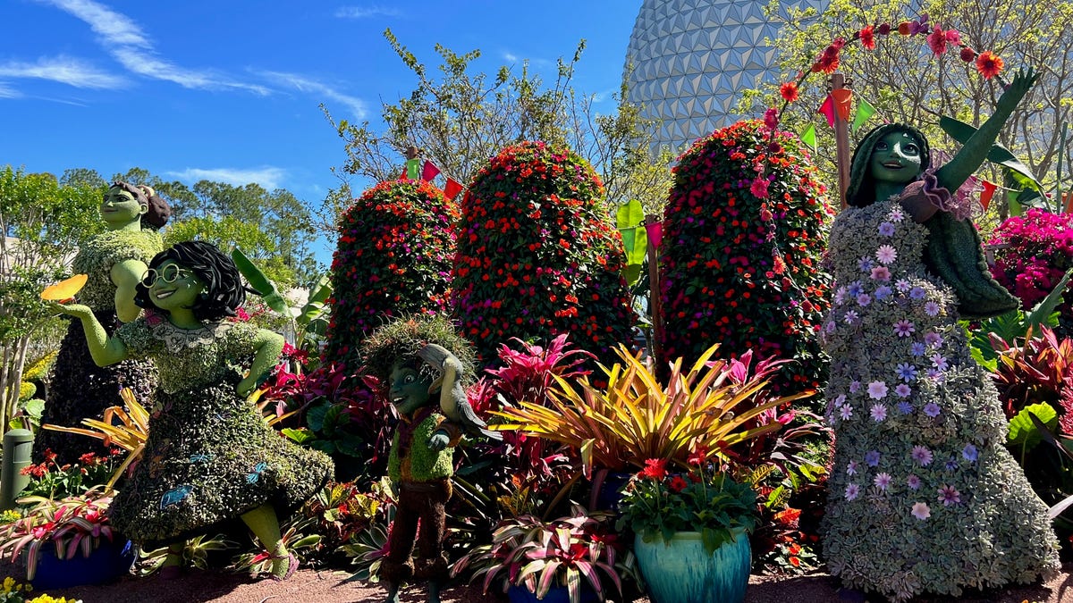 EPCOT International Flower & Garden Festival's colorful "Encanto" display greets park guests.