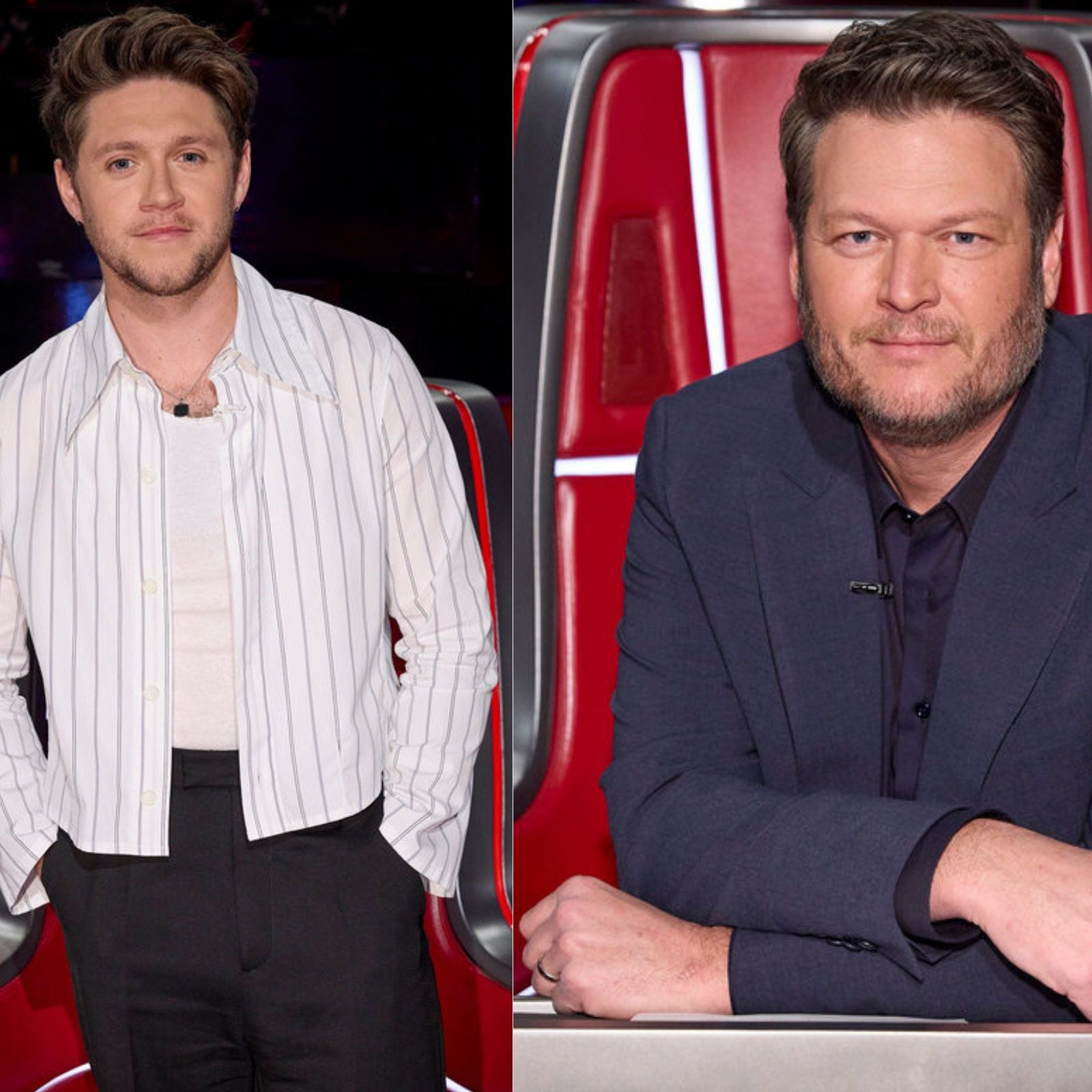 Niall Horan, left, Blake Shelton.