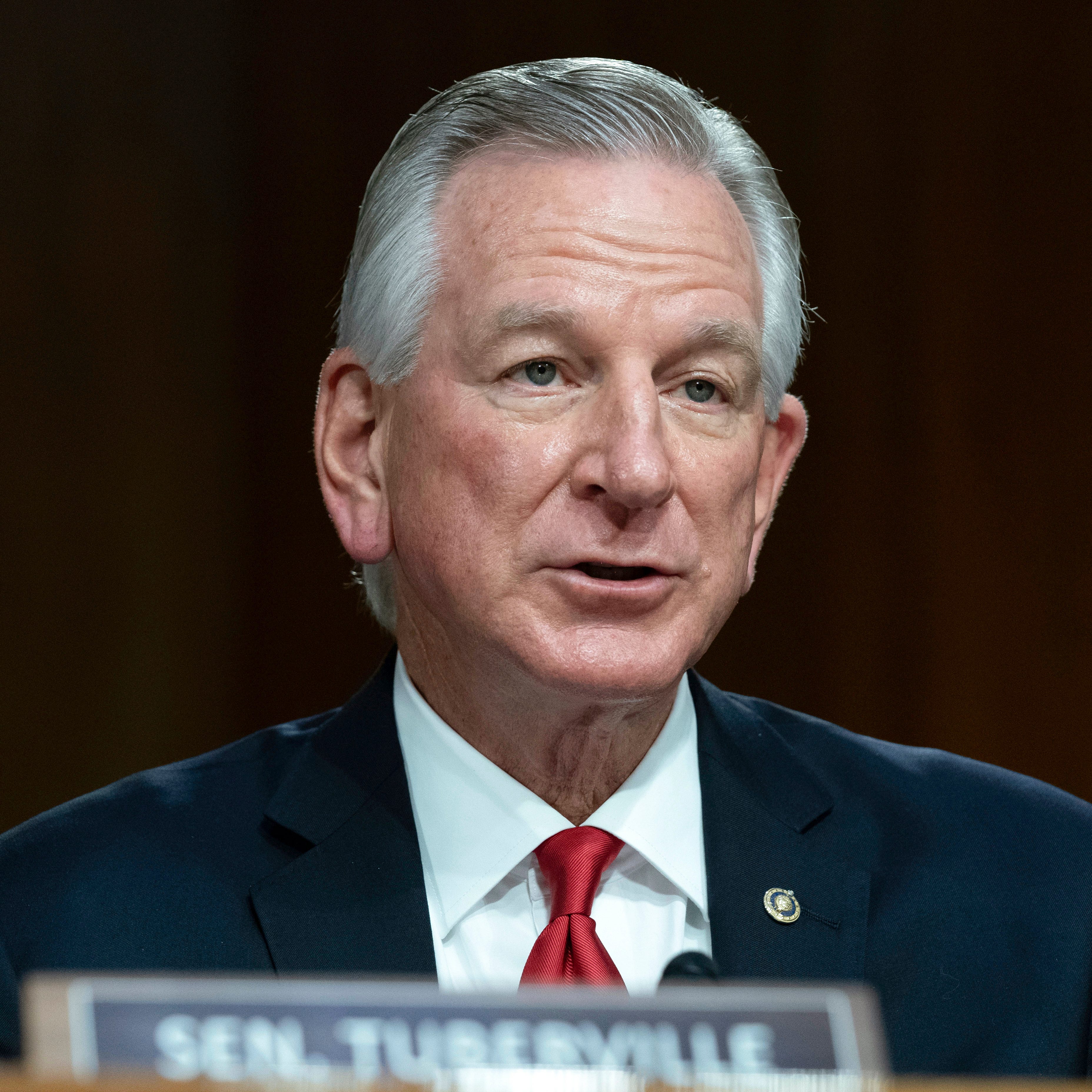 Sen. Tommy Tuberville, R-Ala., speaks during the Senate Agriculture, Nutrition, and Forestry Subcommittee on Commodities, Risk Management, and Trade on Commodity Programs, Credit and Crop Insurance hearing at Capitol Hill in Washington, Tuesday, May 2, 2023,