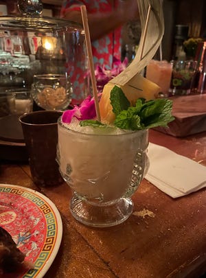The pina colada at the Skull & Crown Trading Co. uses Kauai-based rum and local pineapple and coconut.