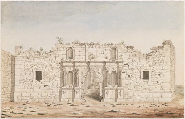 Ruins of the Church of the Alamo, San Antonio de Béxar; 1847; Watercolor and ink over graphite on paper
