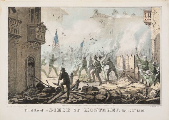 Third Day of the Siege of Monterey. Sept. 23rd 1846.; 1846; Lithograph (hand-colored)
