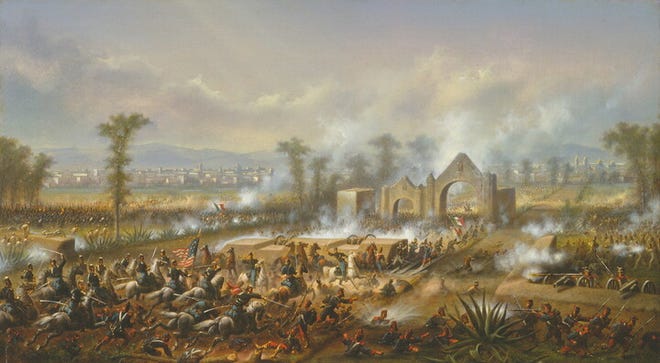 The Termination of Capt. Kearny’s Famous Charge, Ixtachehuatl; ca. 1850; Oil on academy board