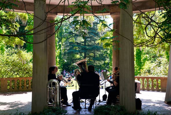 The New Jersey Symphony Chamber Players perform brass quintet favorites in honor of Mother's Day during a second Sunday series concert at Van Vleck House and Gardens in Montclair on Sunday, May 14, 2023.