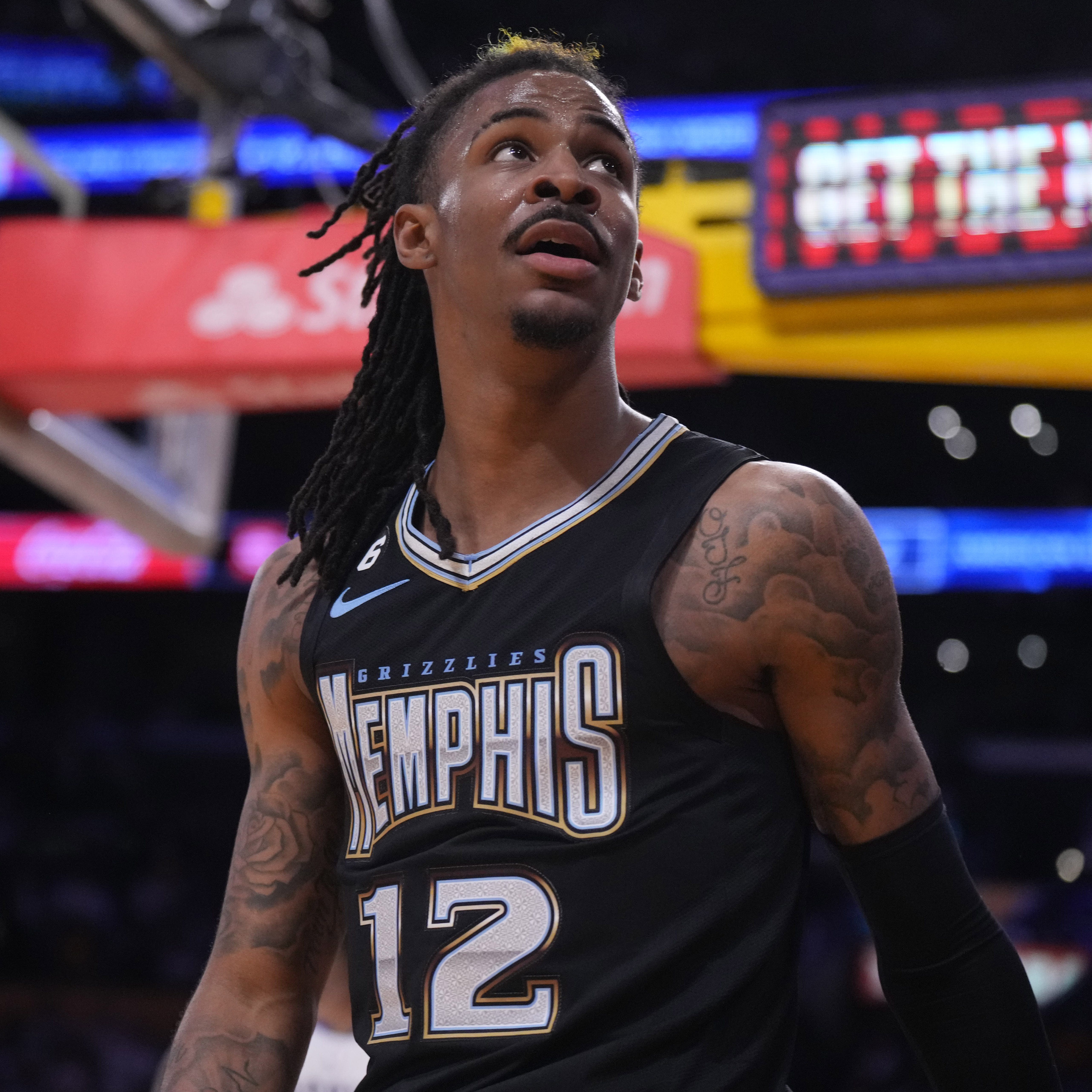 Memphis Grizzlies guard Ja Morant shown during an playoff game on April 22, 2023.