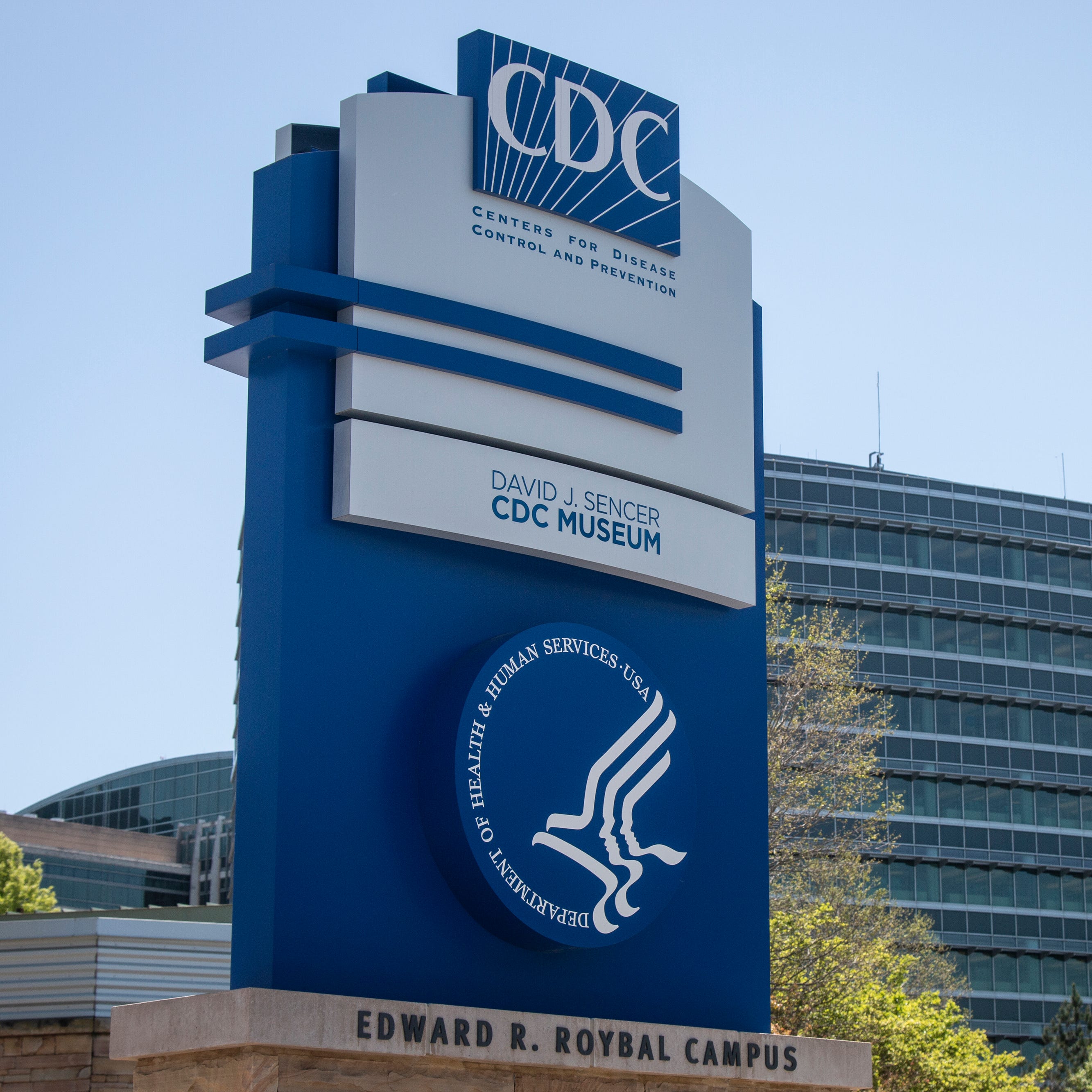 A Centers for Disease Control and Prevention sign stands at the entrance of their offices in Atlanta on Tuesday, April 19, 2022.
