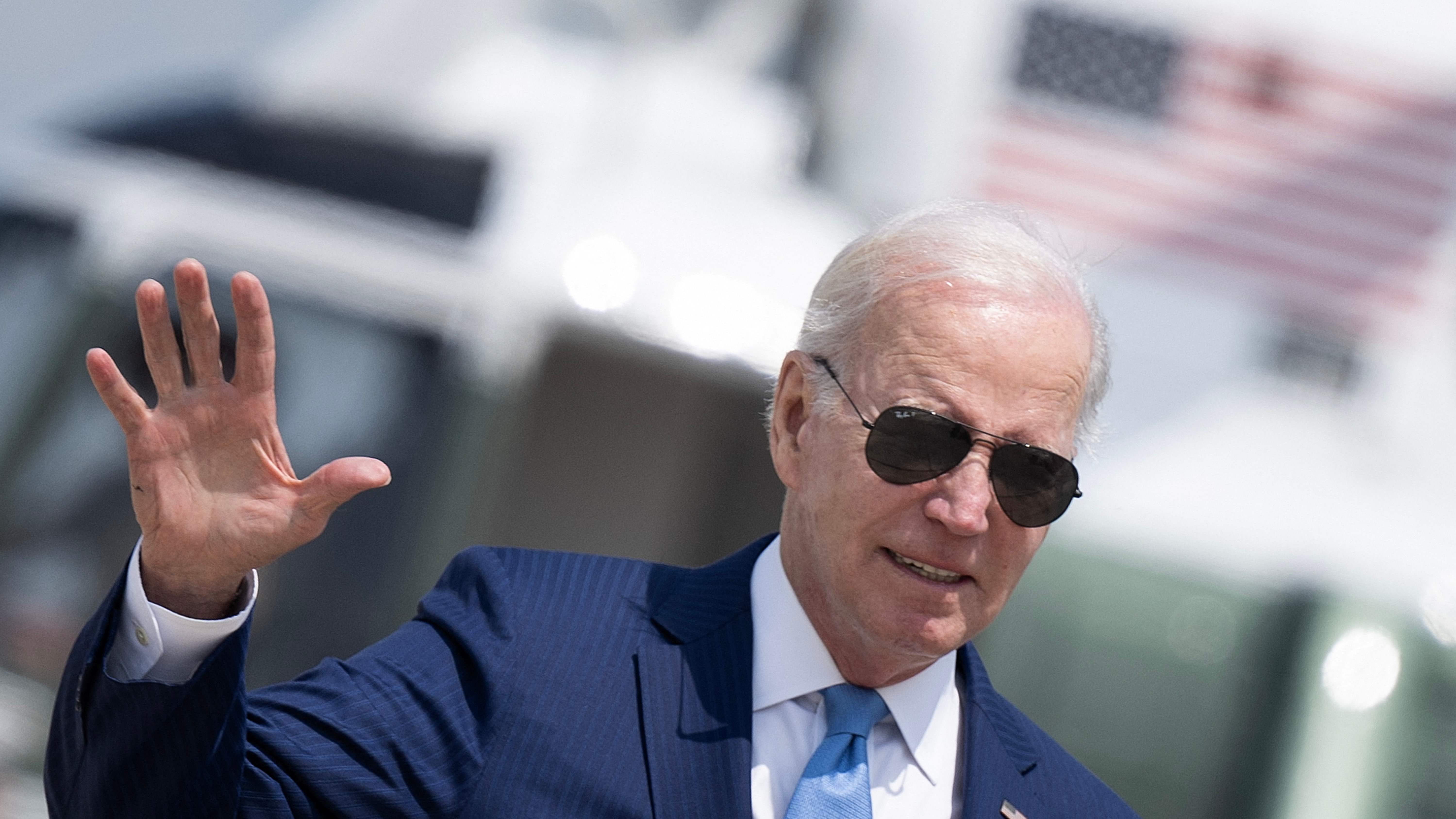 US President Joe Biden walks to board Air Force One at Joint Base Andrews in Maryland on May 17, 2023. Biden will cut short a major trip to Asia, returning May 21, 2023, to Washington for high-stakes negotiations with Republicans to avert a debt default, according to two people familiar with his plans. Biden has cancelled planned stops in Australia and Papua New Guinea, but still intends to attend the upcoming G7 meeting in Japan. (Photo by Brendan Smialowski / AFP) (Photo by BRENDAN SMIALOWSKI/AFP via Getty Images) ORIG   FILE ID: AFP_33FE2AU.jpg