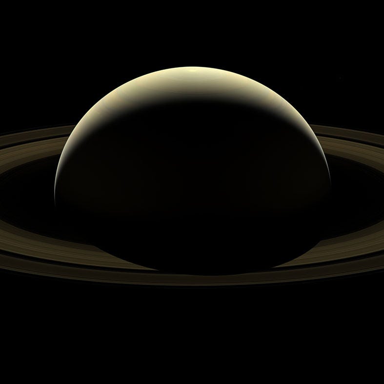 Cassini's view from orbit around Saturn on Jan. 2, 2010.