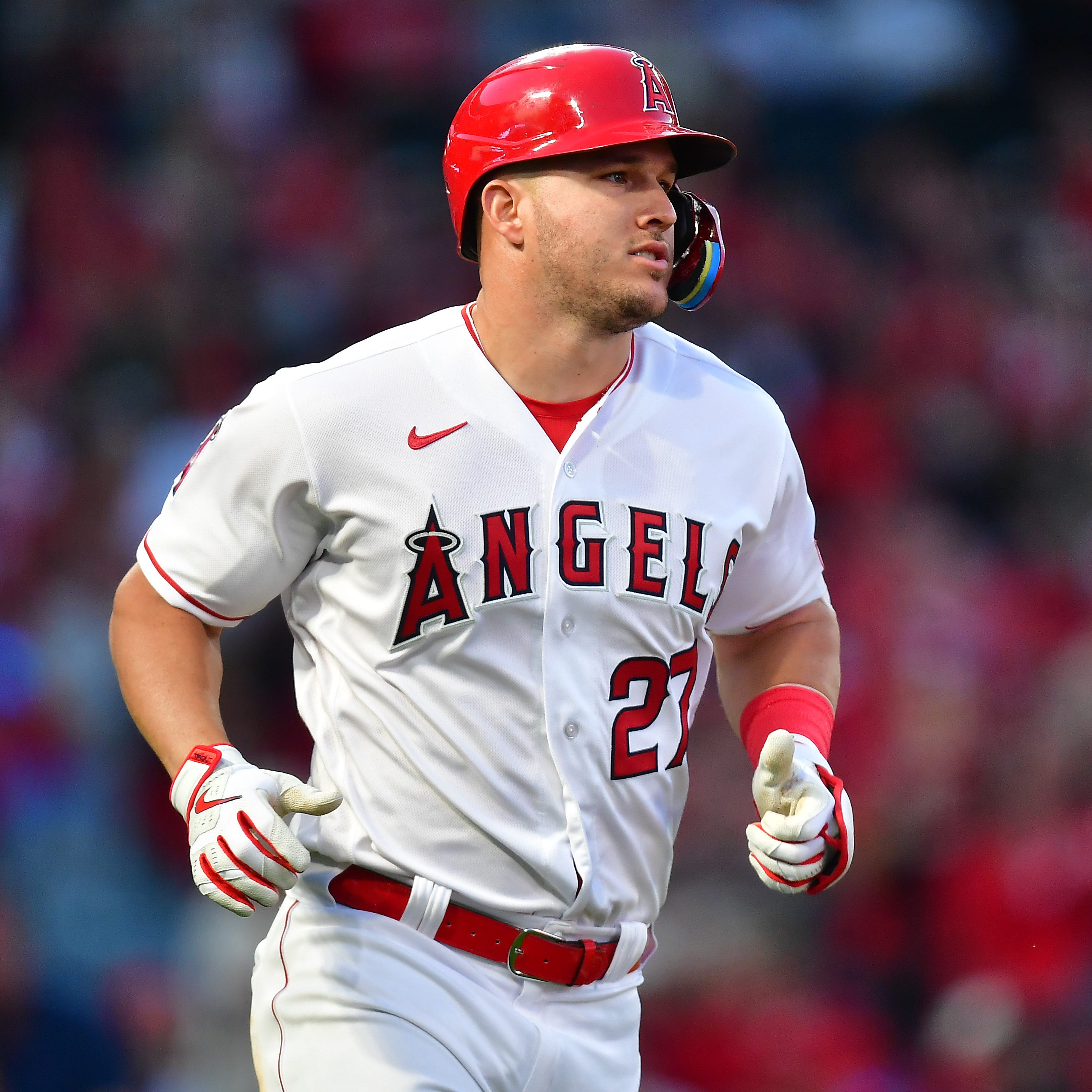 Los Angeles Angels center fielder Mike Trout has 10 home runs this season.