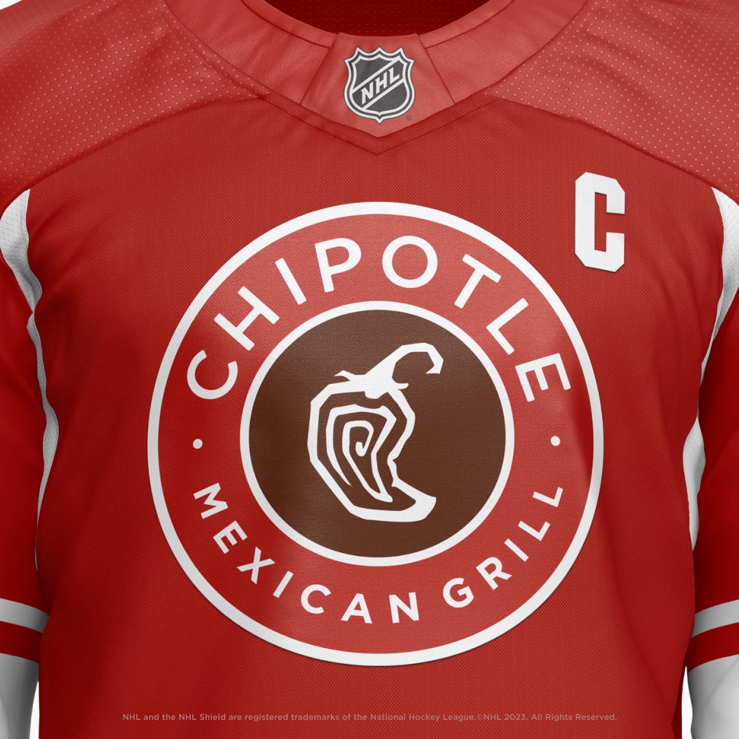 Wear a hockey jersey into any participating Chipotle location after 3 p.m. Tuesday, May 23, and get a free entrée item with every entrée item of equal or greater value purchased (limited to five free menu items per check, subject to availability).