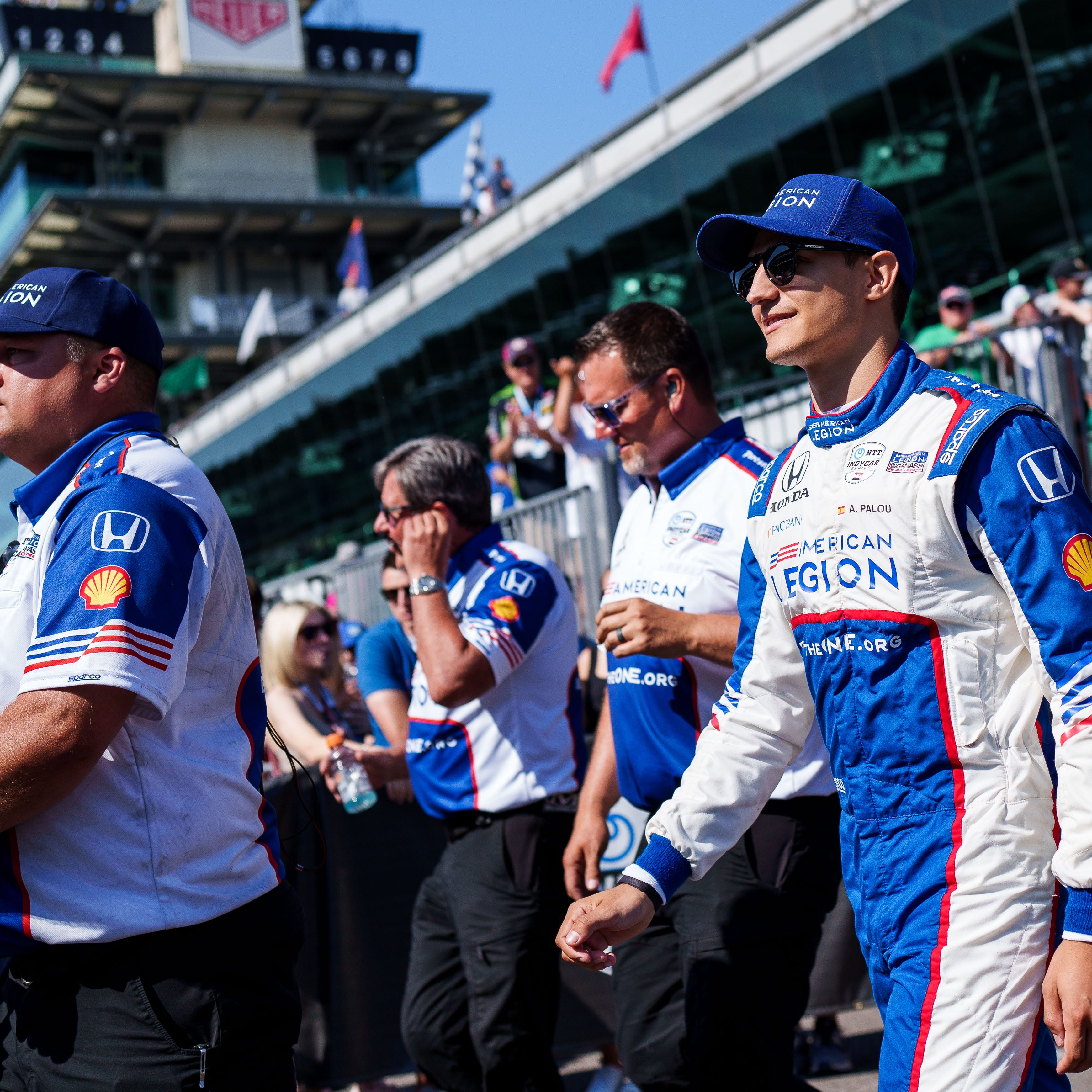 Chip Ganassi Racing driver Álex Palou (10) makes his way onto the track Sunday, May 21, 2023, before Firestone Fast Six qualifying at Indianapolis Motor Speedway in preparation for the 107th running of the Indianapolis 500.