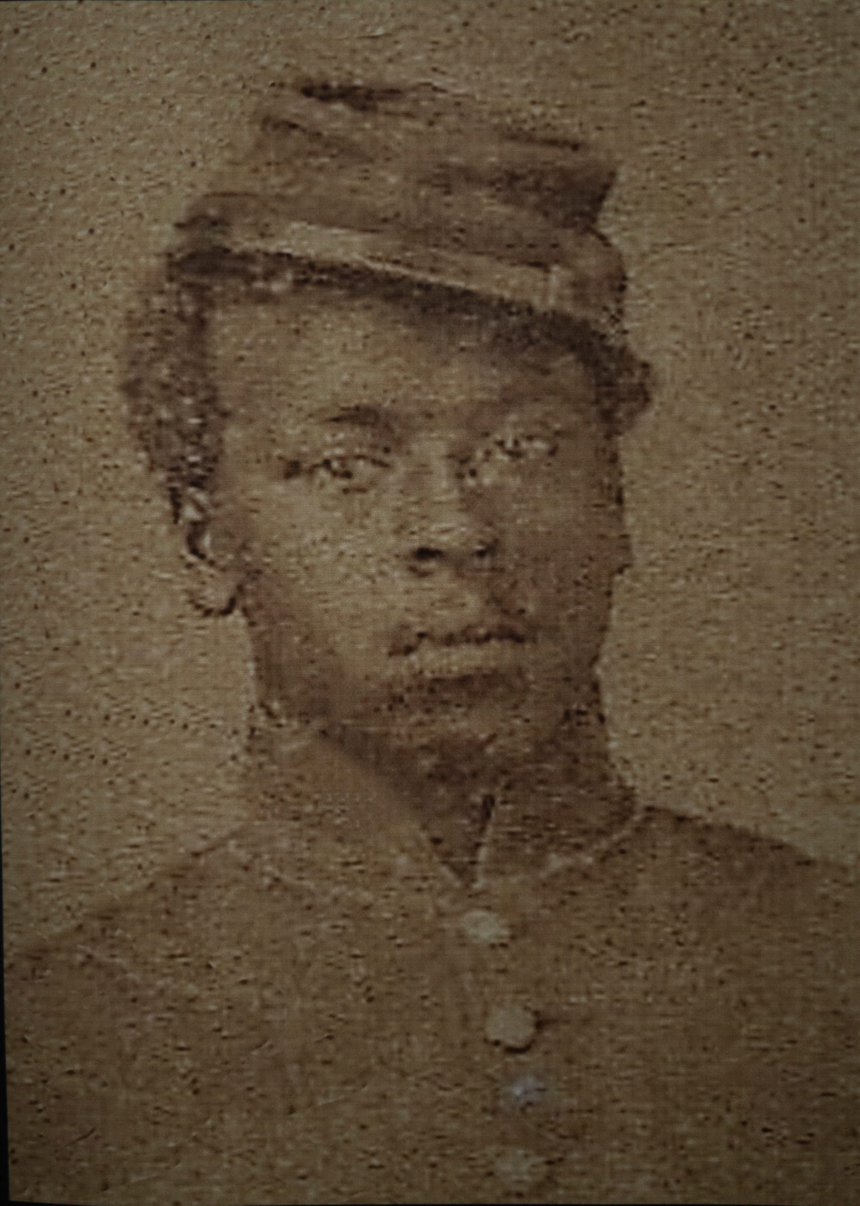 A photo of Civil War veteran Sgt. Hiram White of the 25th U.S. Colored Infantry Regiment of the U.S. Army taken by his commanding officer after White and 16 other soldiers helped nurse their gravely ill commander back to health during battle.
