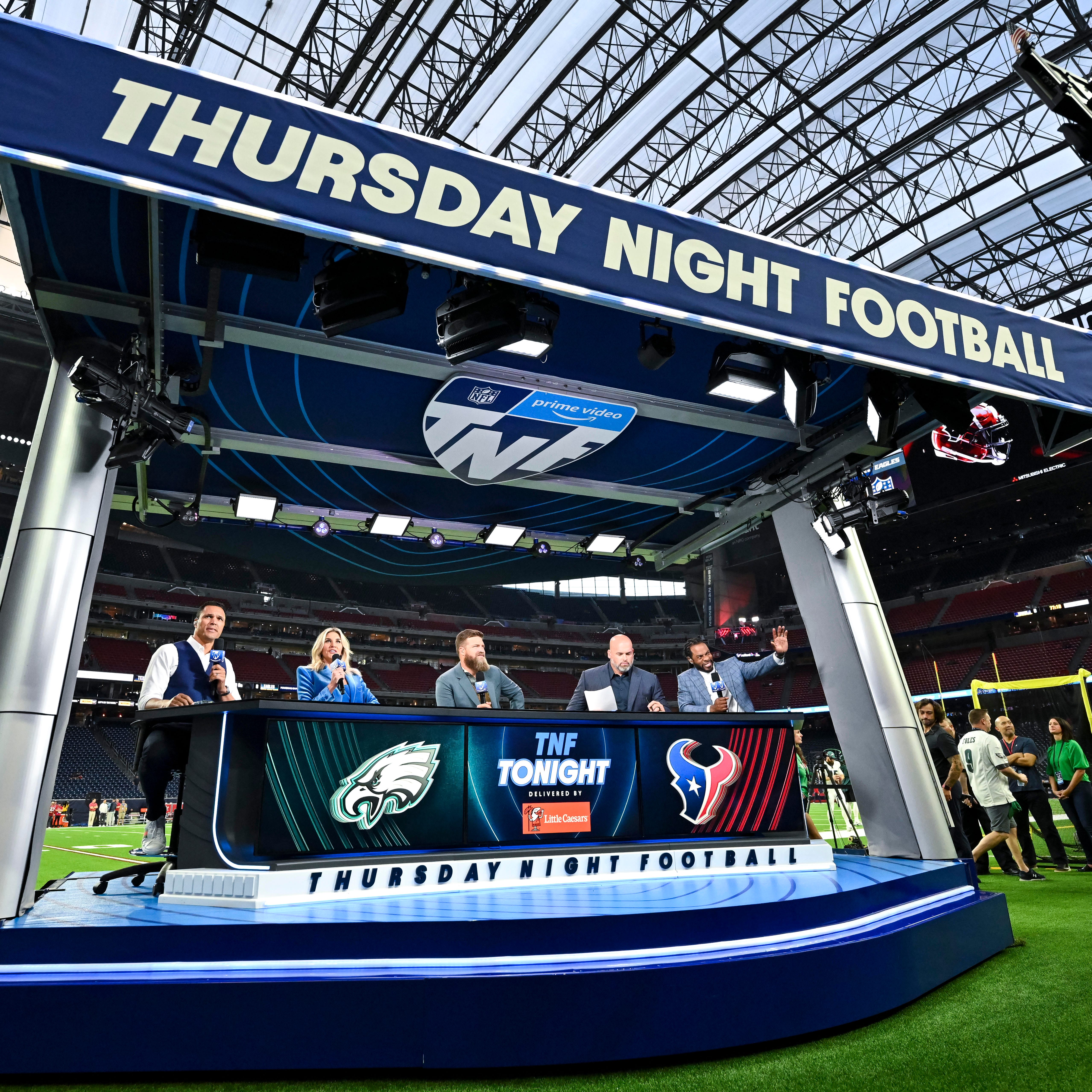 The Thursday Night Football pre-game stage before a game between the Houston Texans and the Philadelphia Eagles.