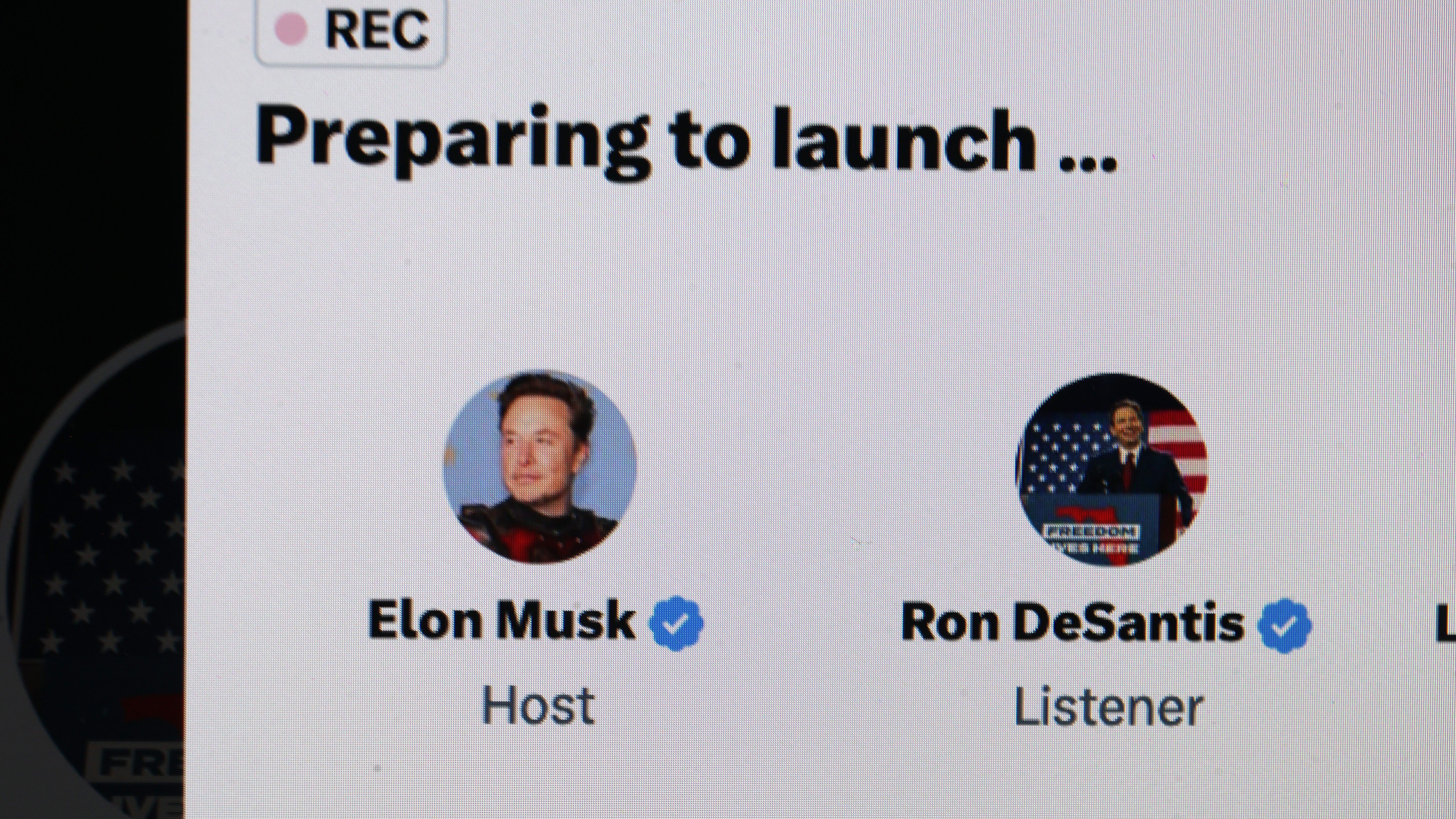 In this photo illustration, Florida Gov. Ron DeSantis joins Elon Musk on Twitter Spaces to formally announce his run for the Republican nomination for president to on May 24, 2023 in Chicago, Illinois.