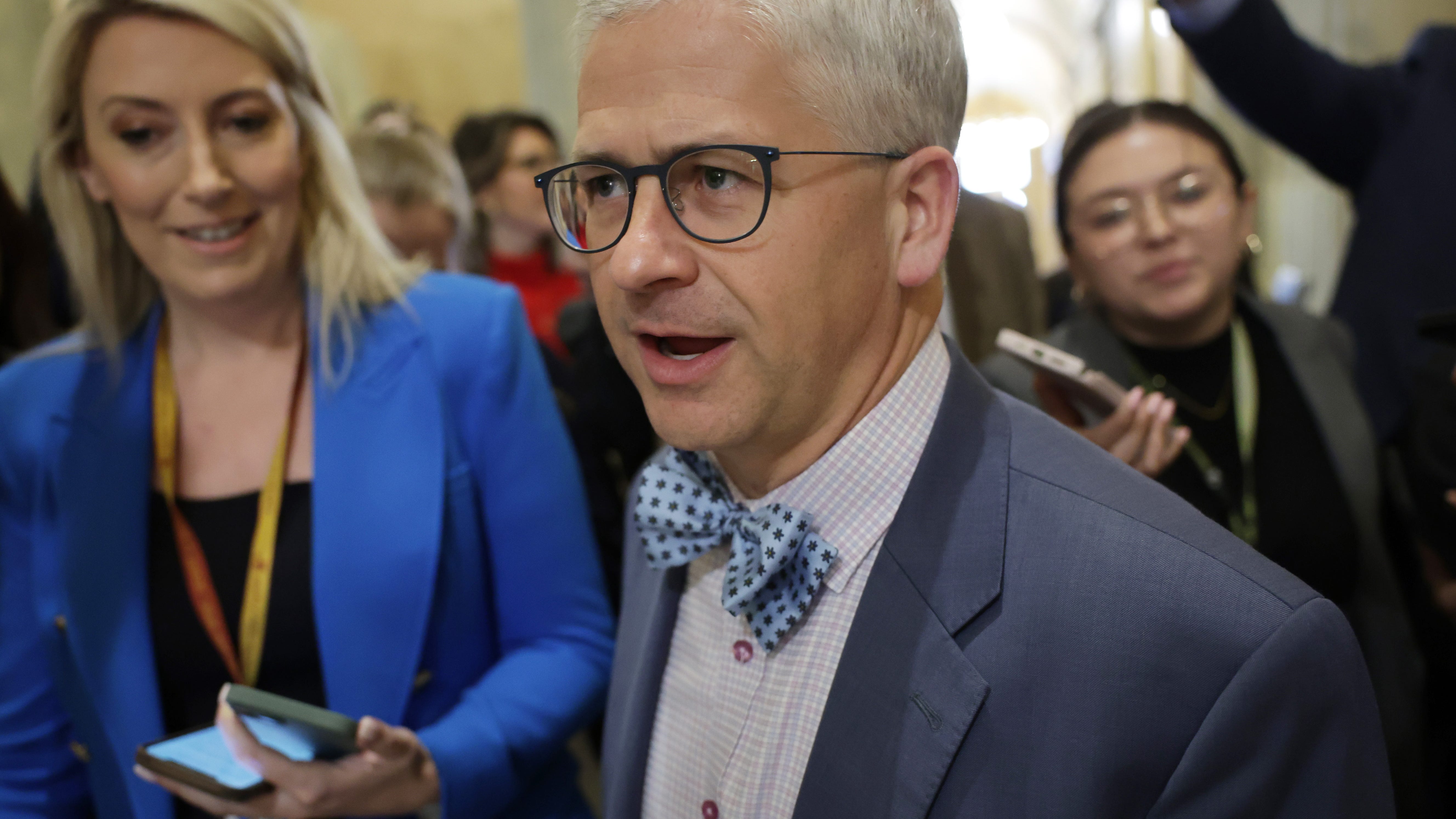 WASHINGTON, DC - MAY 25: U.S. Rep. Patrick McHenry (R-NC) speaks to members of the press in a hallway of the U.S. Capitol on May 25, 2023 in Washington, DC. The Republicans and the Biden Administration continue negotiations as the debt ceiling deadline approaches. (Photo by Alex Wong/Getty Images) ORG XMIT: 775982102 ORIG FILE ID: 1493237942