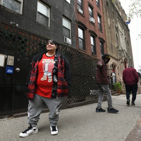 Apr 7, 2023; New York, N.Y 10018, USA; April 7, 2023; New York, N.Y., USA    For a story on homelessness among LGBTQ youth, we photograph Kevin Schmidt-Johnson, a security guard at New Alternatives, a nonprofit for homeless LGBTQ youth on April 7, 2023. Kevin was once homeless himself.