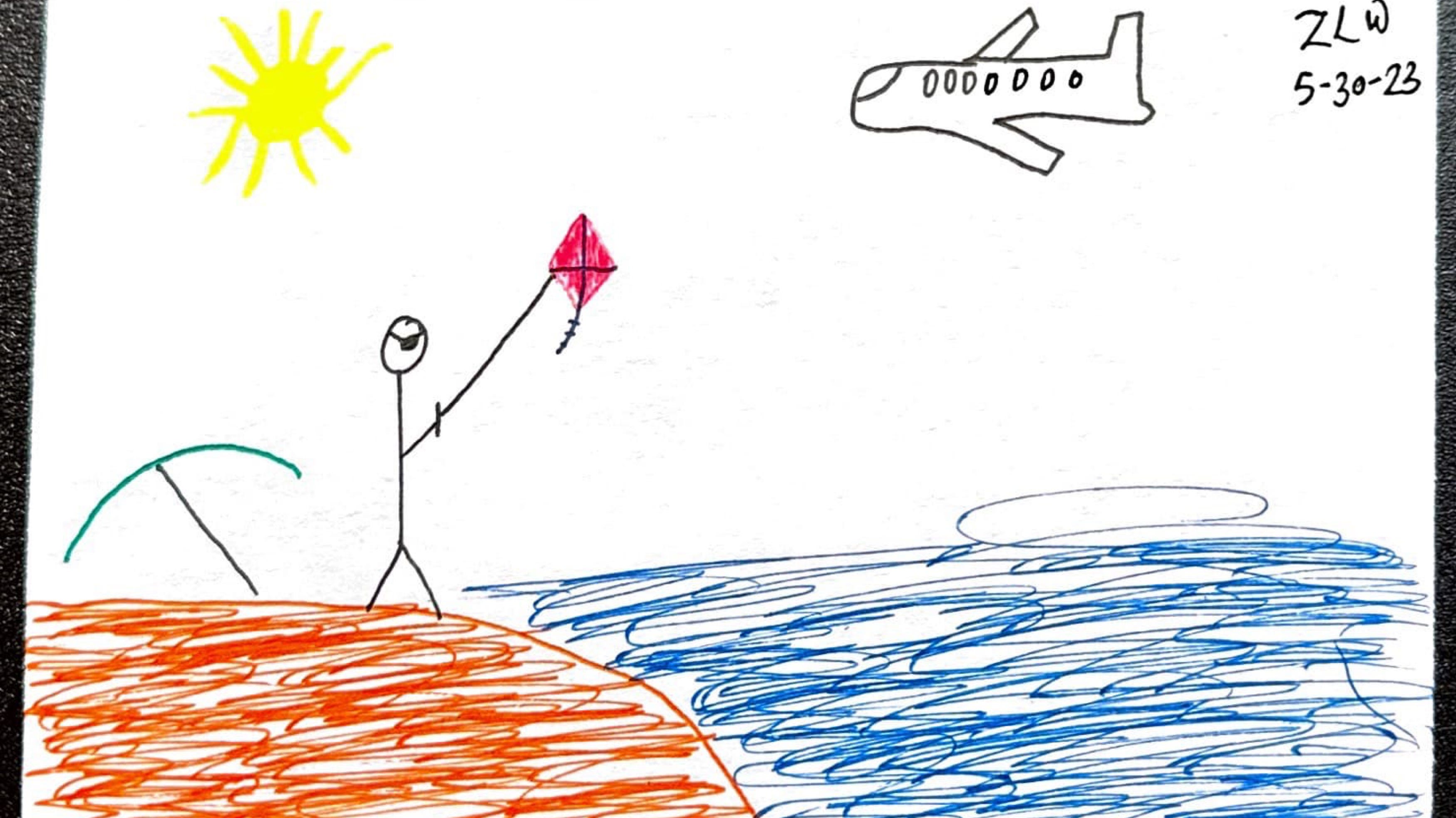 The prompt was "summer travel" and the first thing that came to mind was a plane flying over a beach.