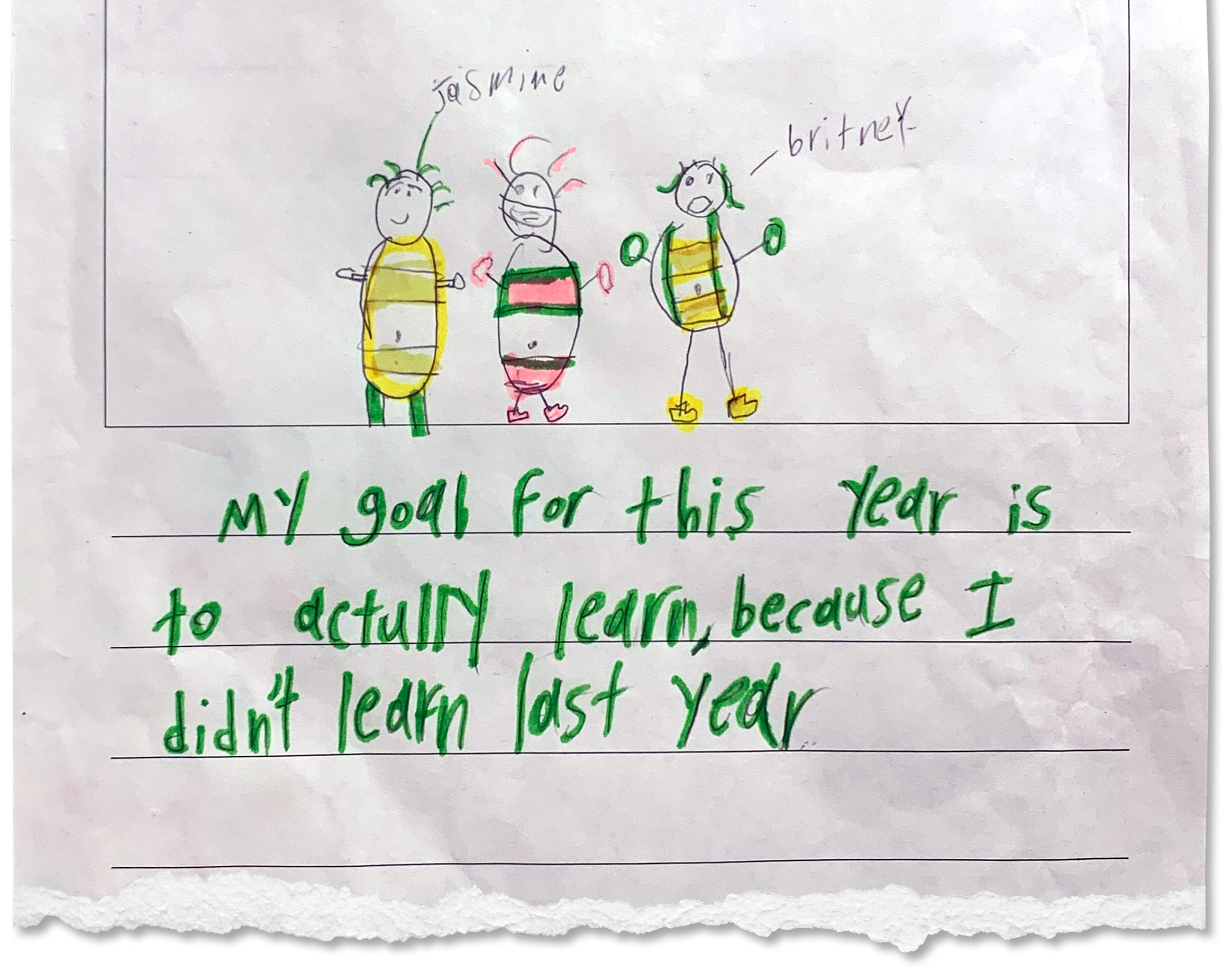 A student at Downer Elementary in San Pablo, Calif., shares her hopes for the school year: "My goal for this year is to [actually] learn, because I didn't learn last year."