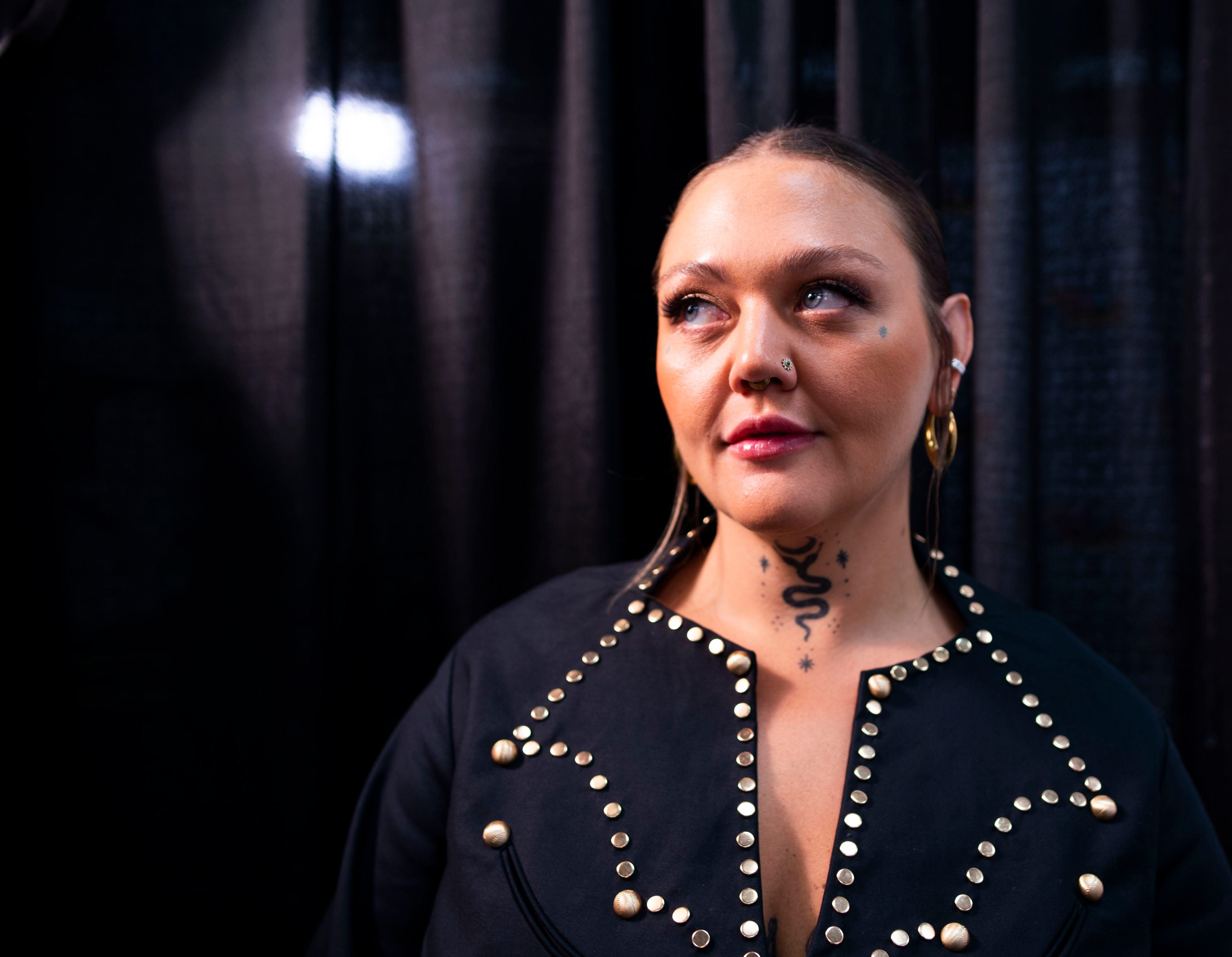 Elle King stands before being interviewed at Nissian Stadium  in Nashville , Tenn., Thursday, June 8, 2023.