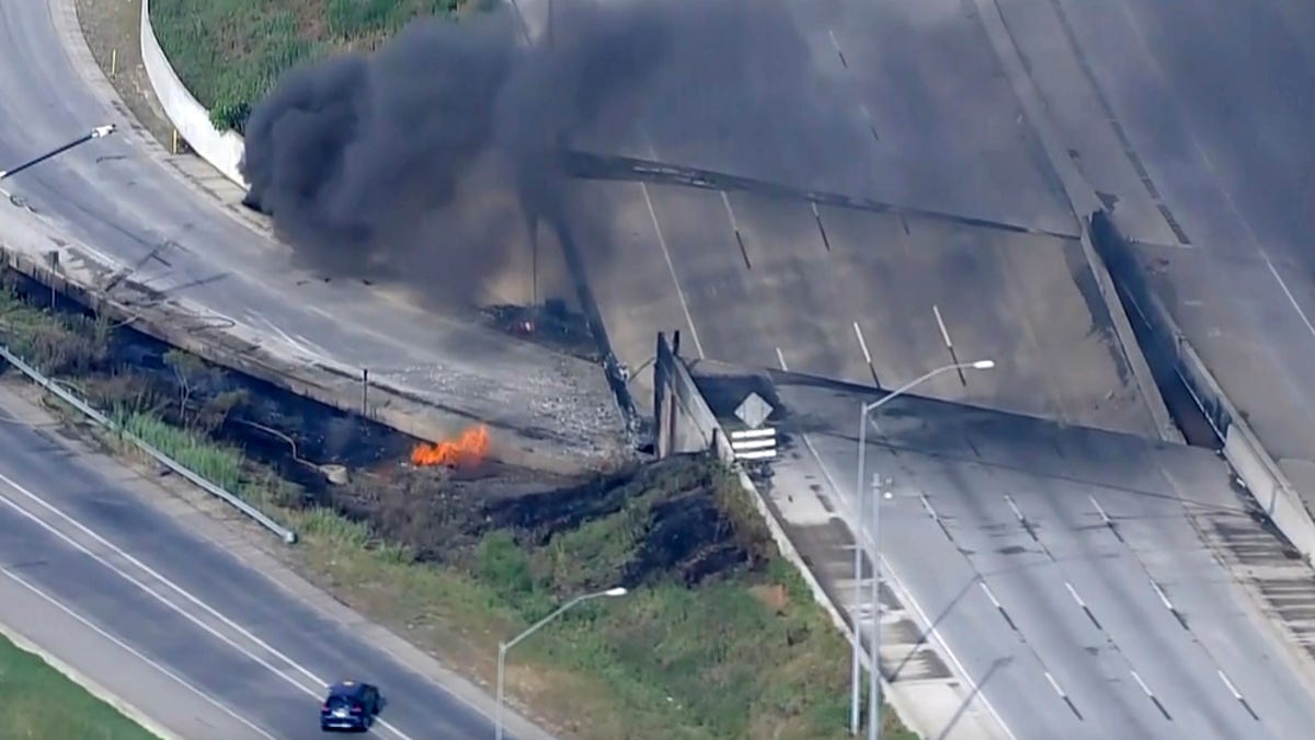 Section of I95 will be closed indefinitely after collapse following tanker truck fire Section of I95 will be closed indefinitely after collapse following tanker truck fire