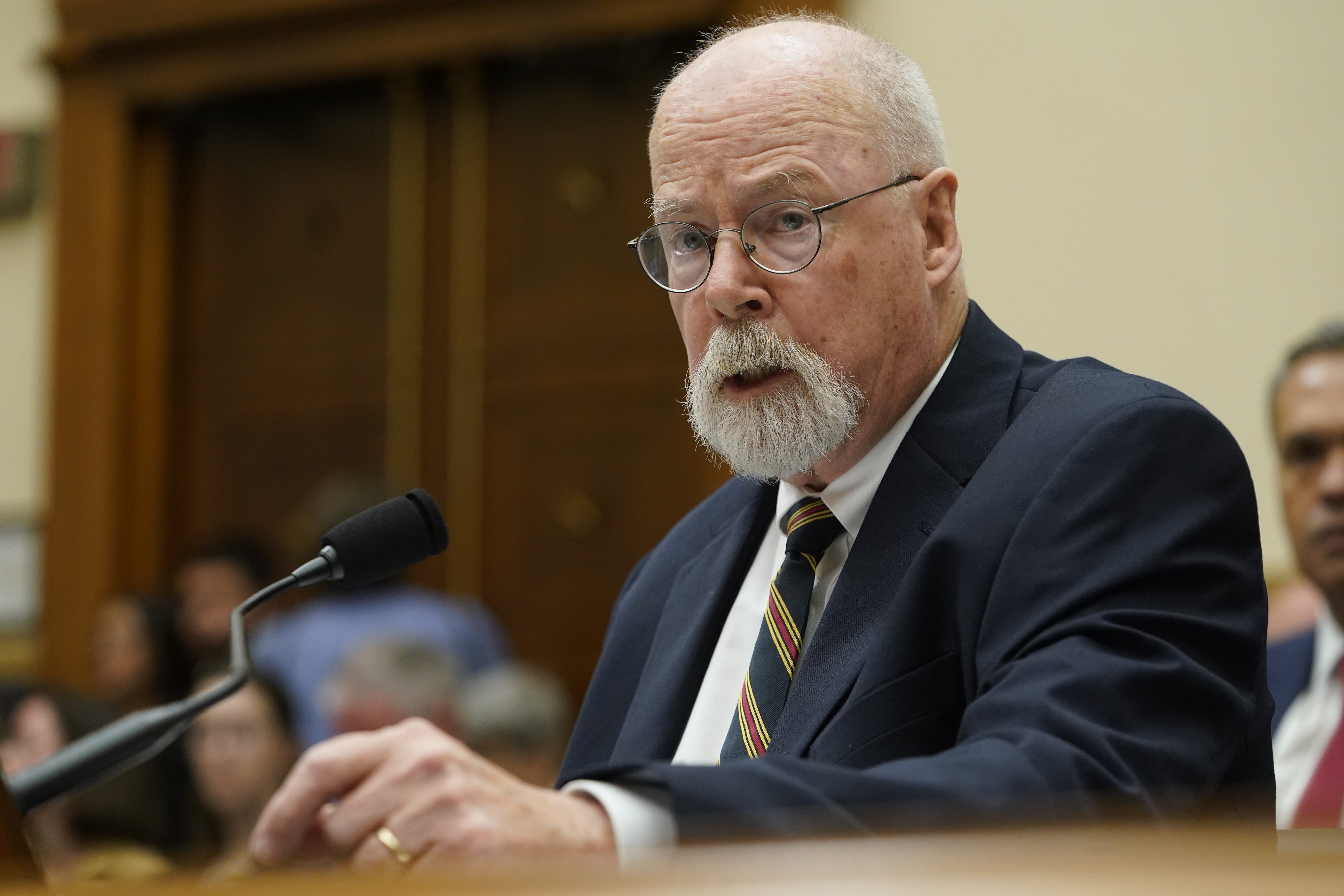 John Durham testifies in front of the House Judiciary Committee about the origins and justifications of the FBI Crossfire Hurricane investigation against then-presidential candidate Donald Trump on June 21, 2023. In a report released in May, Durham has sharply criticized the Department of Justice and FBI for the investigation of Russian interference in the 2016 election in his final report but said no policy changes were needed after the agencies overhauled their   counterintelligence surveillance programs.