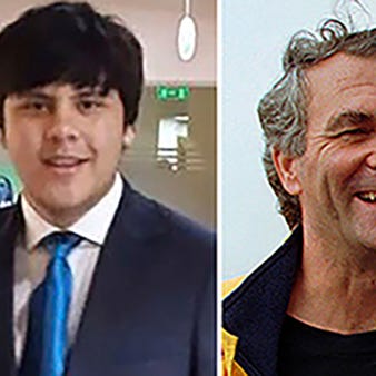 This photo combo shows from left, Shahzada Dawood, Suleman Dawood, Paul-Henri Nargeolet, Stockton Rush, and Hamish Harding are facing critical danger aboard a small submersible that went missing in the Atlantic Ocean. The race is on to find the Titan, which has an oxygen supply that is expected to run out early Thursday, June 22, 2023.