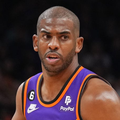 Guard Chris Paul in action during a Phoenix Suns game on March 31, 2023.