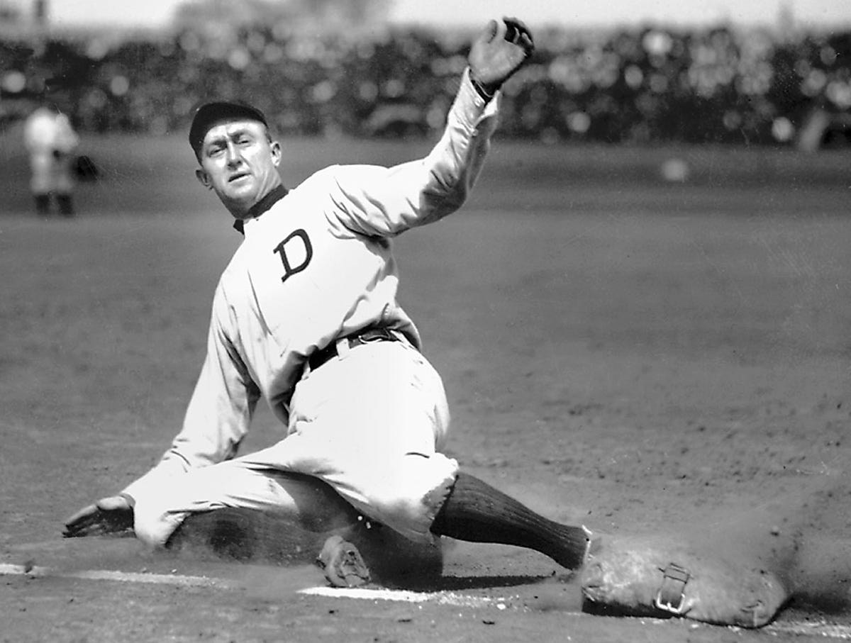Ty Cobb's career .367 batting average is tops in baseball and his 4,191 hits is second only to Pete Rose.