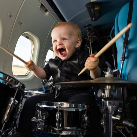 Baby playing drum solo.