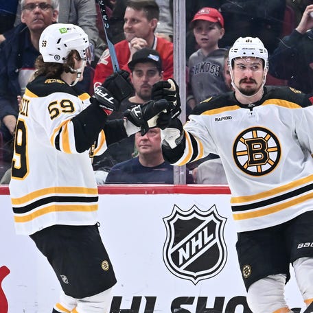 Dmitry Orlov, right, and Todd Bertuzzi are about to hit free agency after finishing up last season with the Boston Bruins.