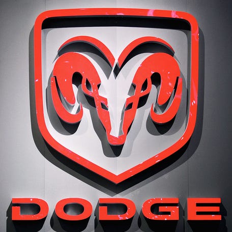 GENEVA - MARCH 2:  A Dodge logo is seen at the 75th International Geneva Motor Show press preview on March 2, 2005 in Geneva, Switzerland. The Motor Show will open to the public on March 3-13 and will feature world premieres from many of the leading manufacturers.  (Photo by Bruno Vincent/Getty Images)